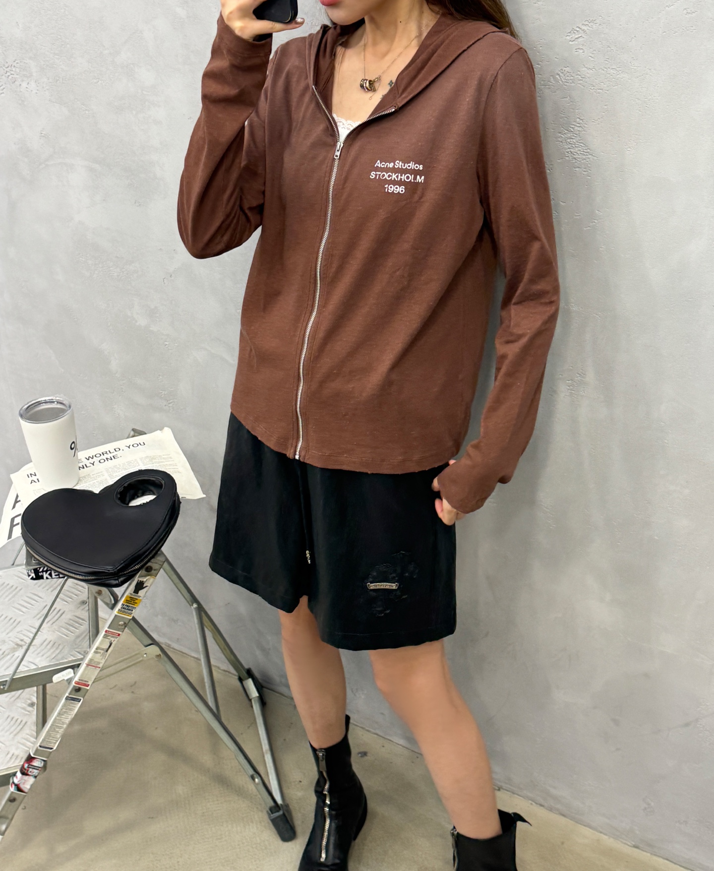 Acne ｜ 新款卫衣开衫，品牌经典印花加成衣洗水吊磨喷色工艺，进口亚麻棉面料，休闲时尚，尺码sml