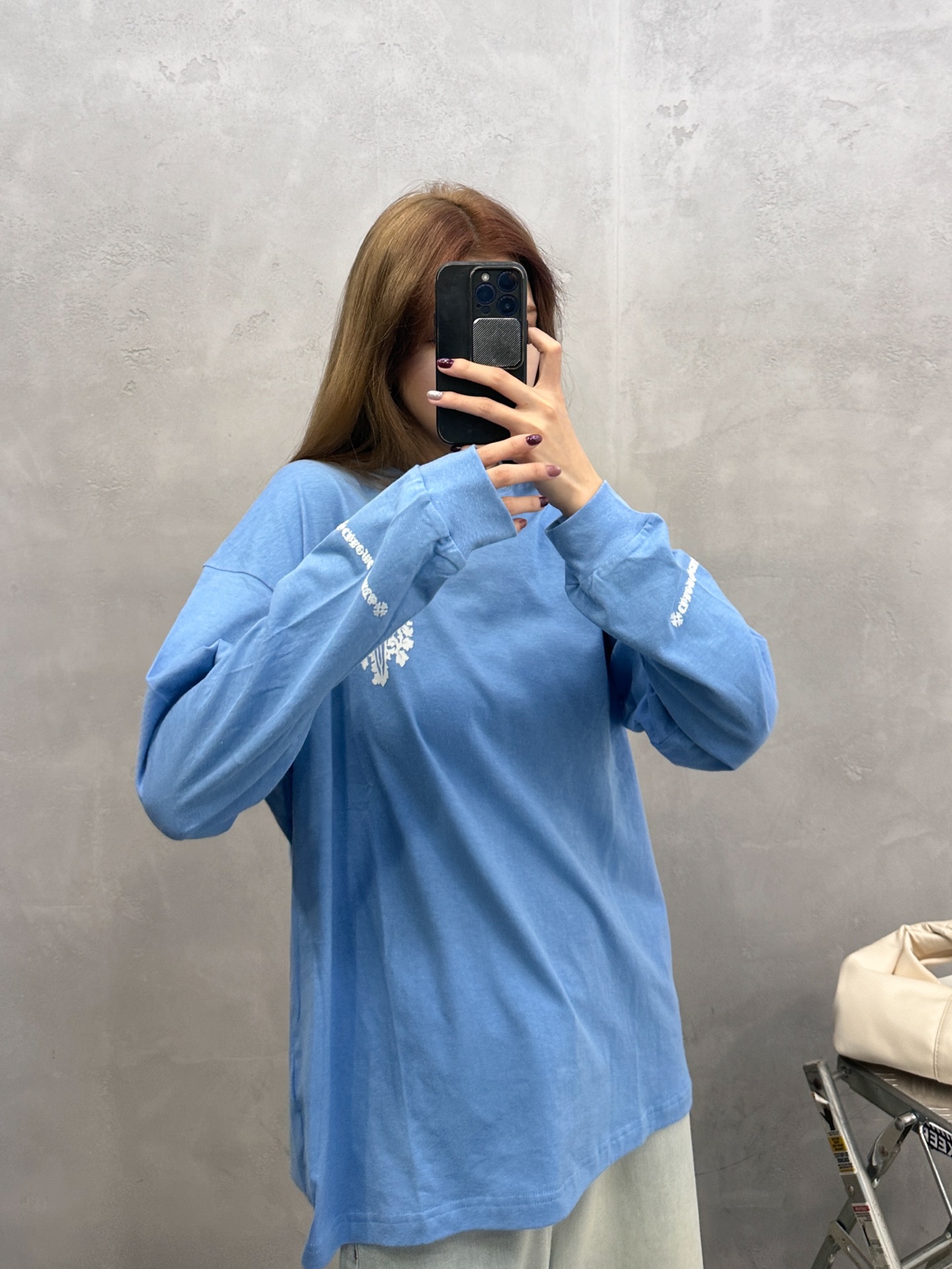 克罗心 ｜ 新款长袖t，成衣洗水加多处植绒印花工艺，日本进口亚麻棉面料，时尚休闲，尺码sml