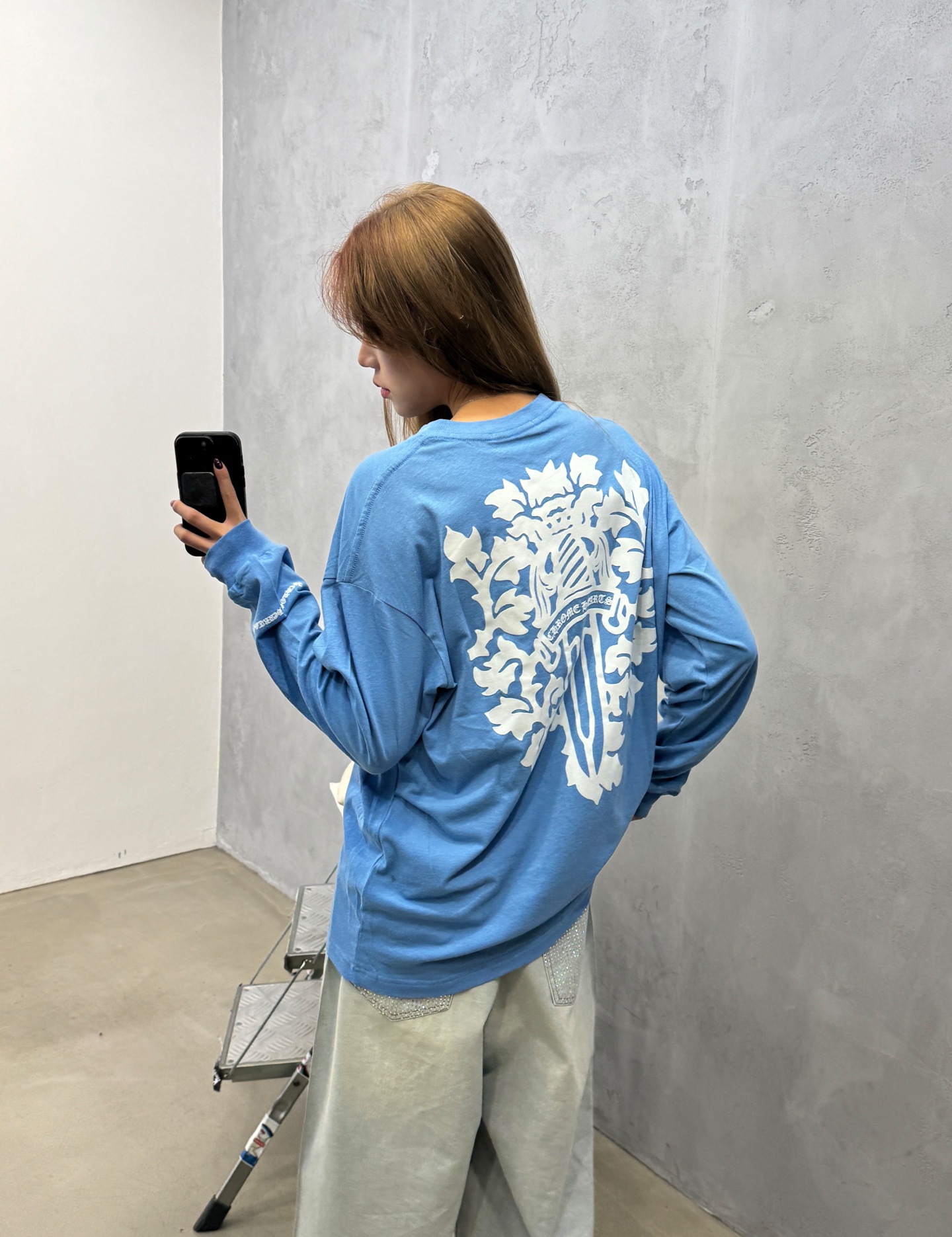 克罗心 ｜ 新款长袖t，成衣洗水加多处植绒印花工艺，日本进口亚麻棉面料，时尚休闲，尺码sml