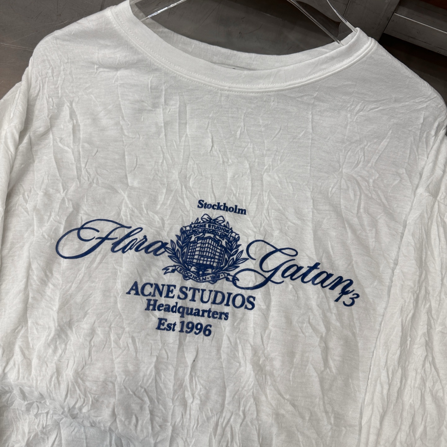 Acne ｜ 新款长袖t，成衣洗水压褶加植绒印花工艺，莱赛尔混纺面料，时尚休闲，尺码sml