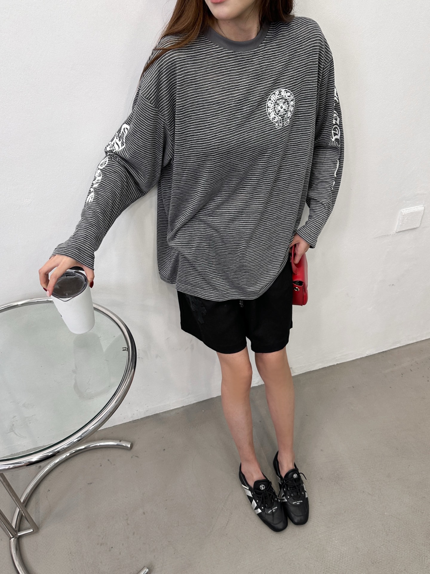 克罗心 ｜ 新款长袖打底，品牌经典4处印花工艺，色织条纹人棉混纺面料，尺码sml