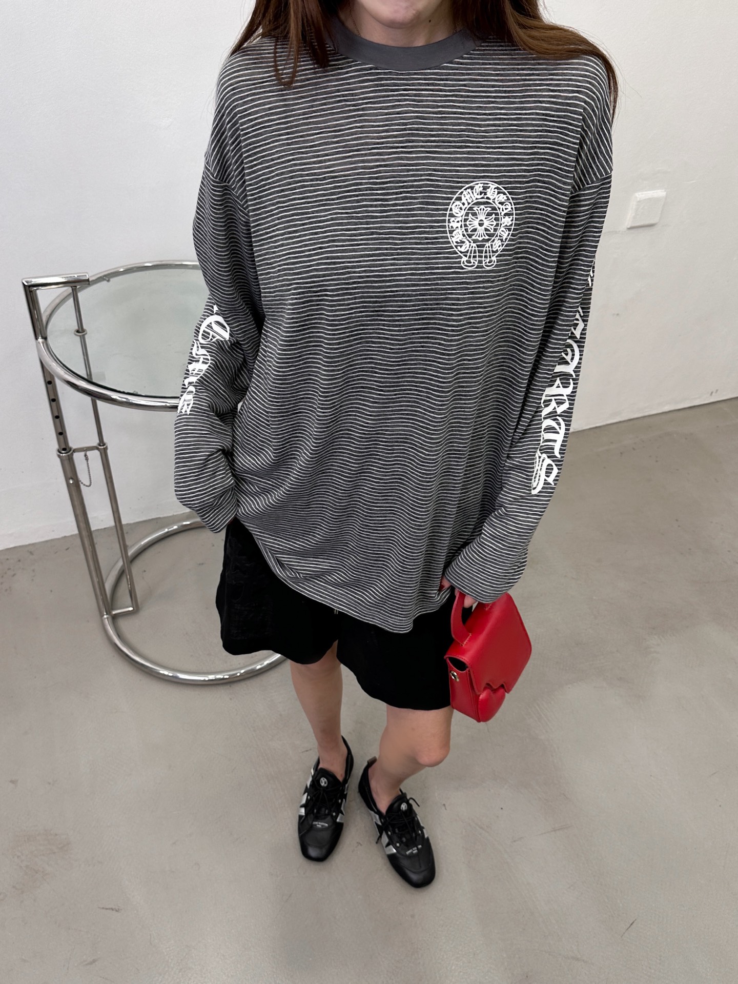 克罗心 ｜ 新款长袖打底，品牌经典4处印花工艺，色织条纹人棉混纺面料，尺码sml