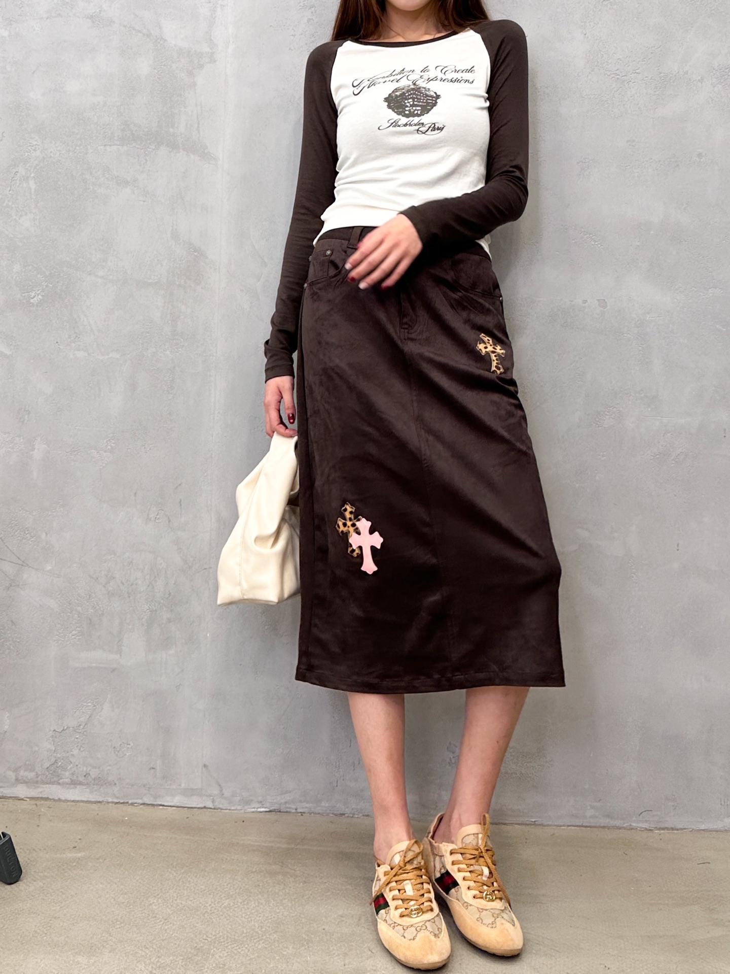 克罗心 ｜ 新款休闲半裙，手工切皮刺绣马毛十字标，环保反毛皮面料，时尚休闲，尺码sml