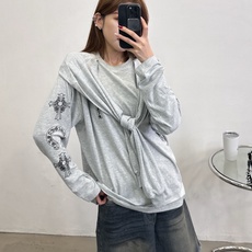 克罗心 | 新款长袖t,成衣洗水加5处印花工艺,特殊假两件款式设计,时尚休闲,尺码sml 克罗心 | 新款长袖t,成衣洗水加5处印花工艺,特殊假两件款式设计,时尚休闲,尺码sml