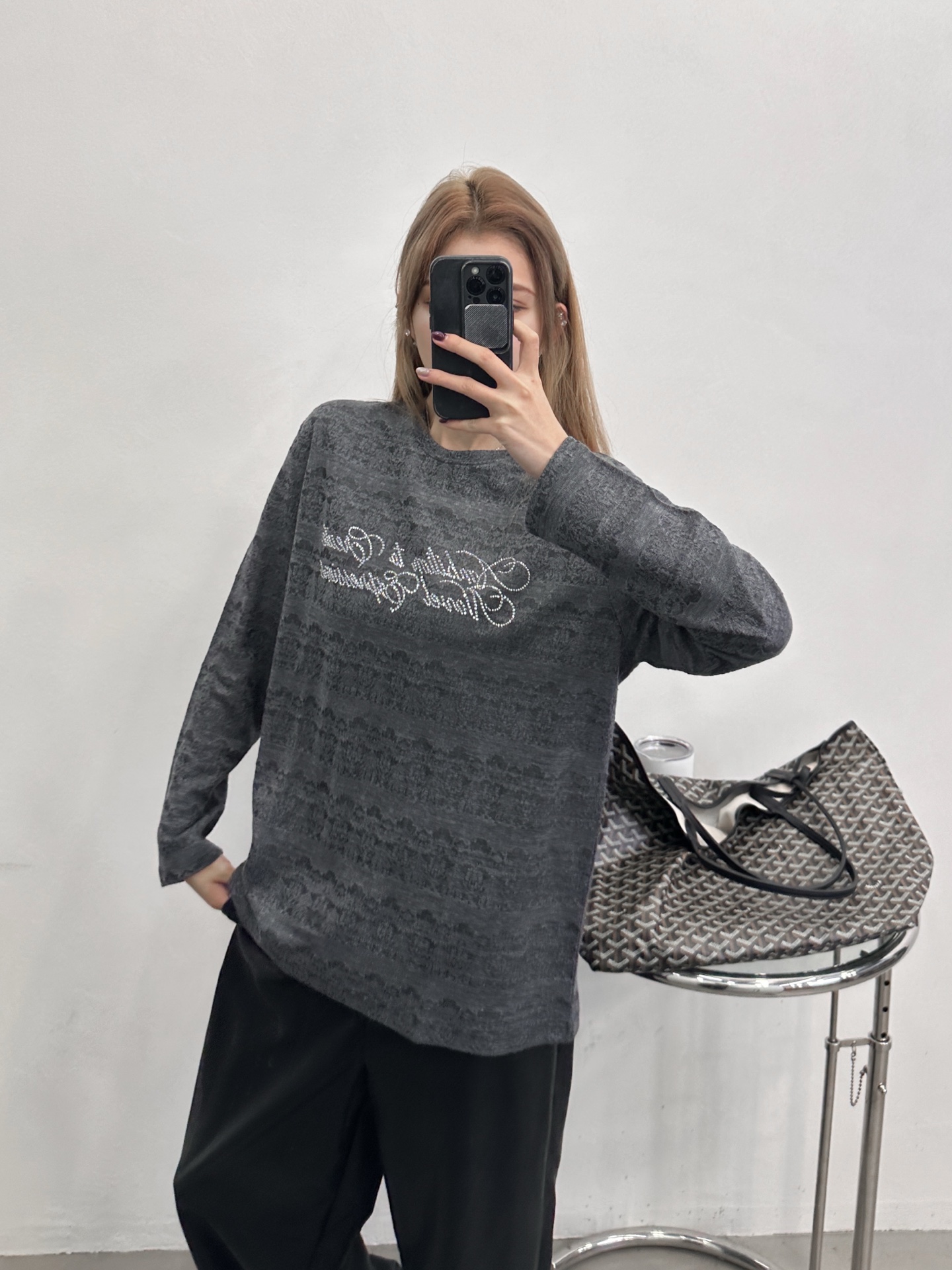 Acne ｜ 新款长袖罩衫，品牌经典字母烫钻，羊毛提花面料，休闲时尚，尺码sml