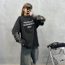 Acne | 新款长袖上衣,品牌经典字母印花工艺,色织格纹衬衣面料拼接假两件款式设计,时尚休闲,尺码sml Acne | 新款长袖上衣,品牌经典字母印花工艺,色织格纹衬衣面料拼接假两件款式设计,时尚休闲,尺码sml