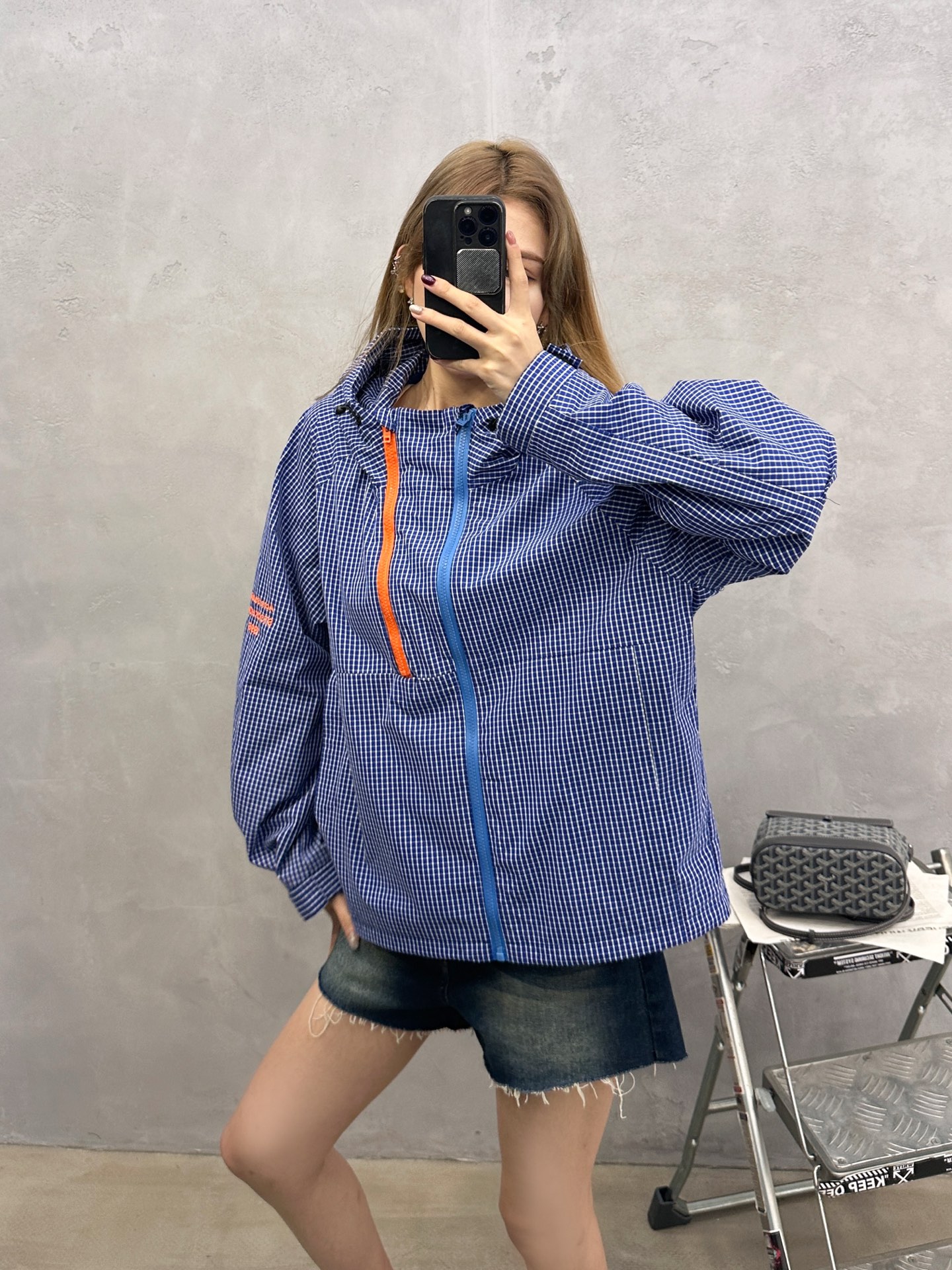 Acne ｜ 新款风衣外套，品牌经典刺绣标，双层款式结构设计，色织格纹面料，时尚休闲，尺码sml