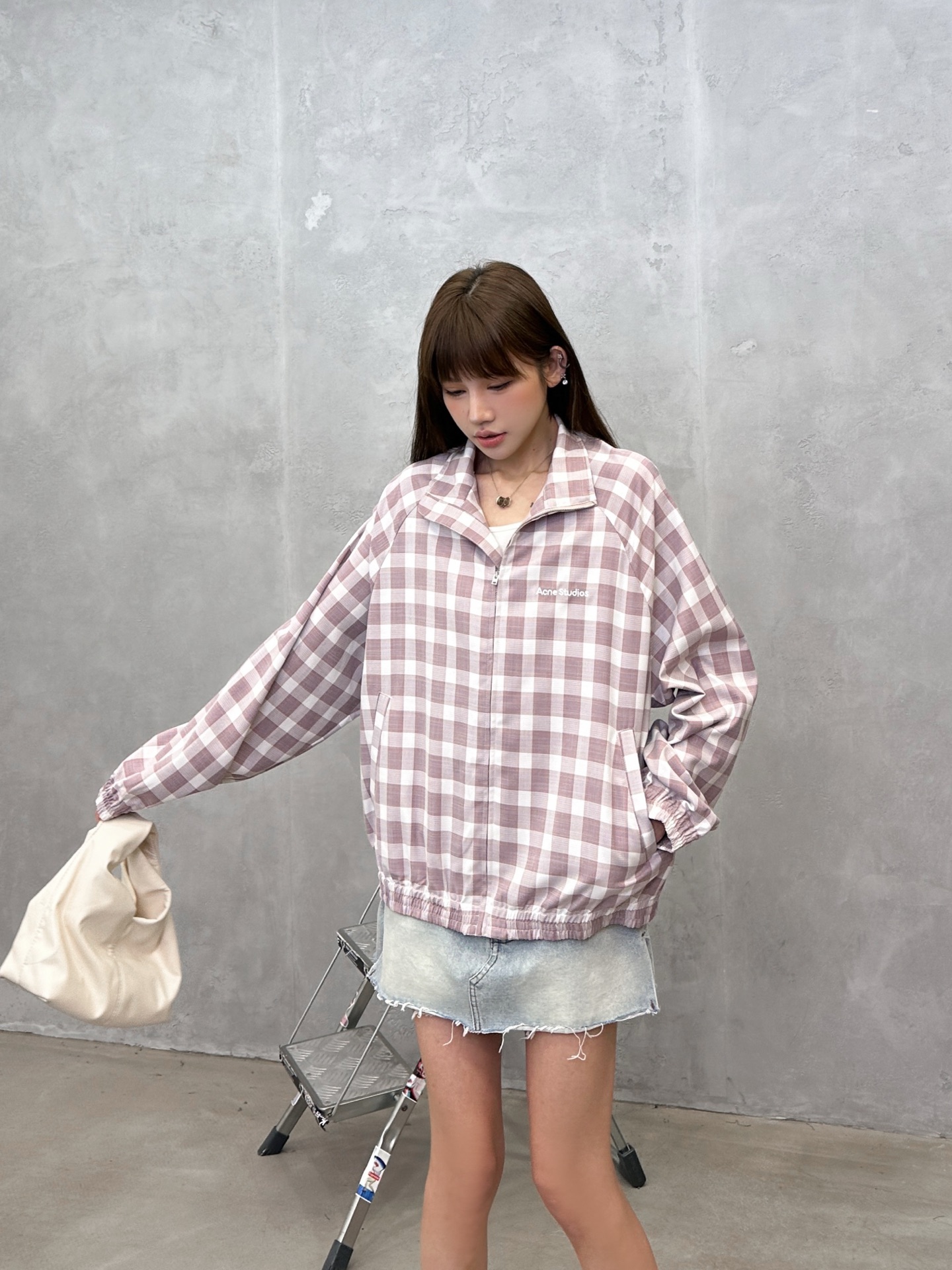 Acne ｜ 新款休闲防晒外套，品牌经典字母刺绣工艺，人棉混纺色织格纹面料，时尚休闲，尺码sml