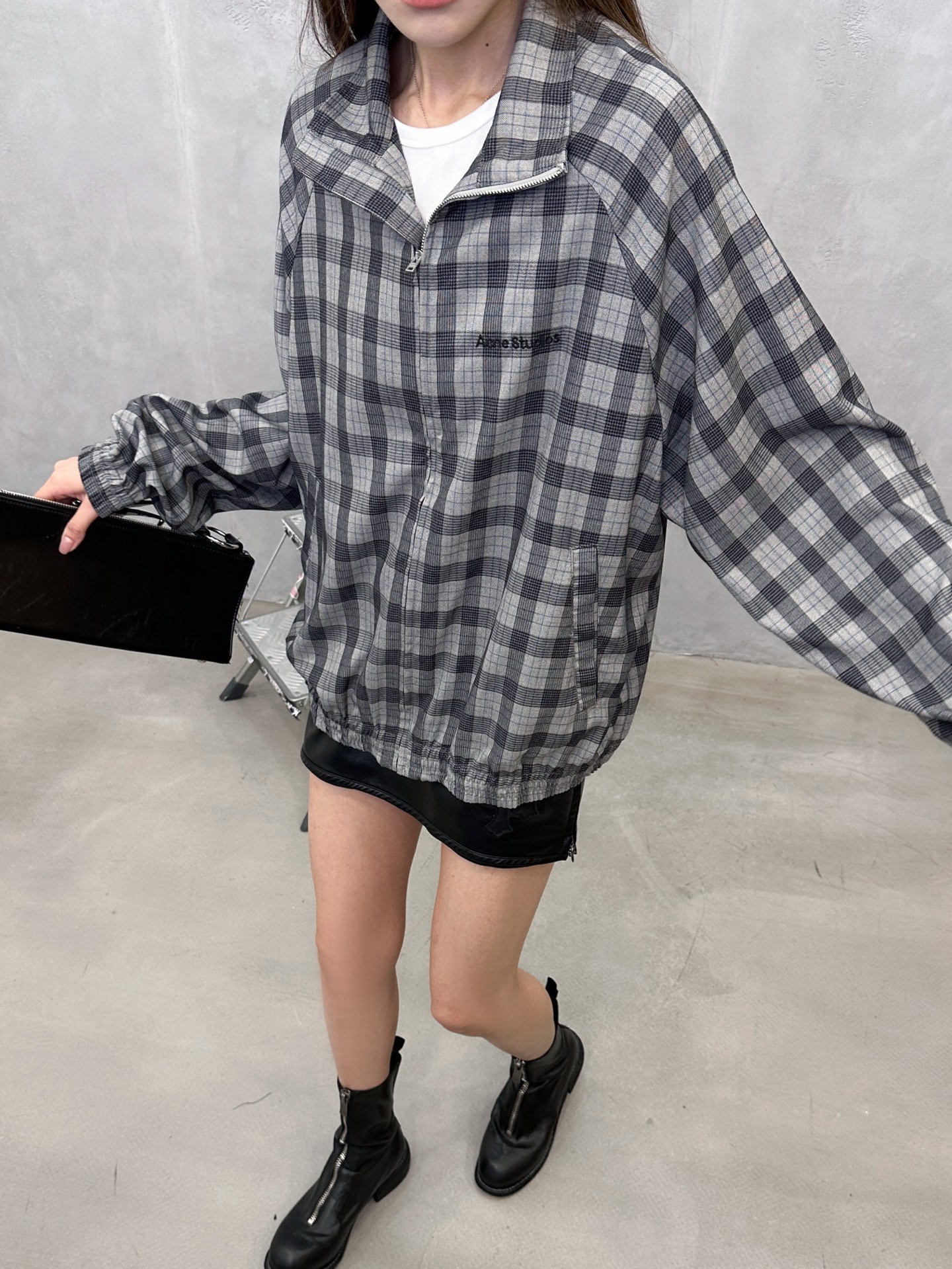 Acne ｜ 新款休闲防晒外套，品牌经典字母刺绣工艺，人棉混纺色织格纹面料，时尚休闲，尺码sml