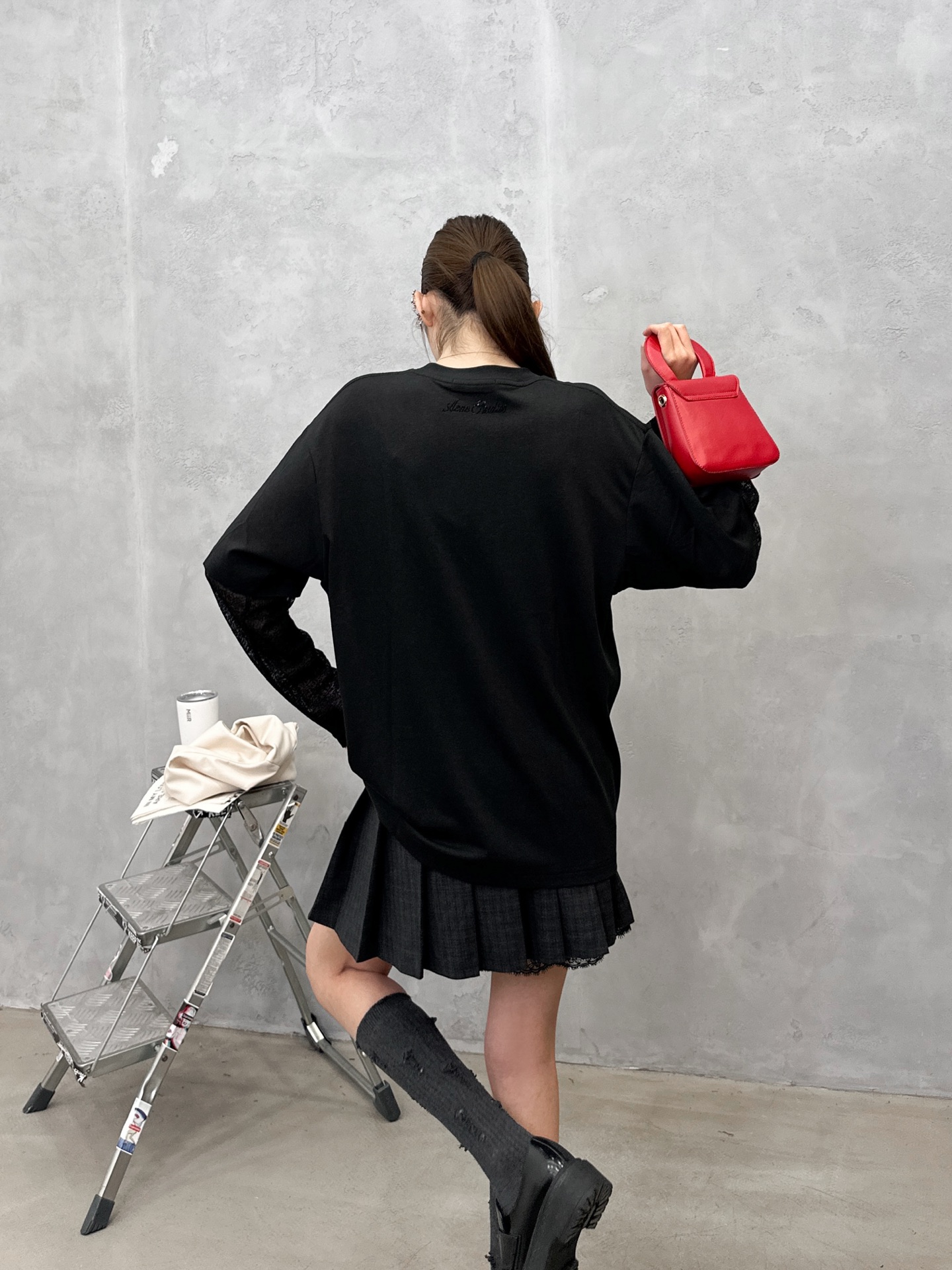 Acne ｜ 新款假两件长袖t，日本进口莫代尔莱赛尔亚麻棉面料拼接亚麻混纺假两件袖子，前后烫钻标，休闲时尚，尺码sml