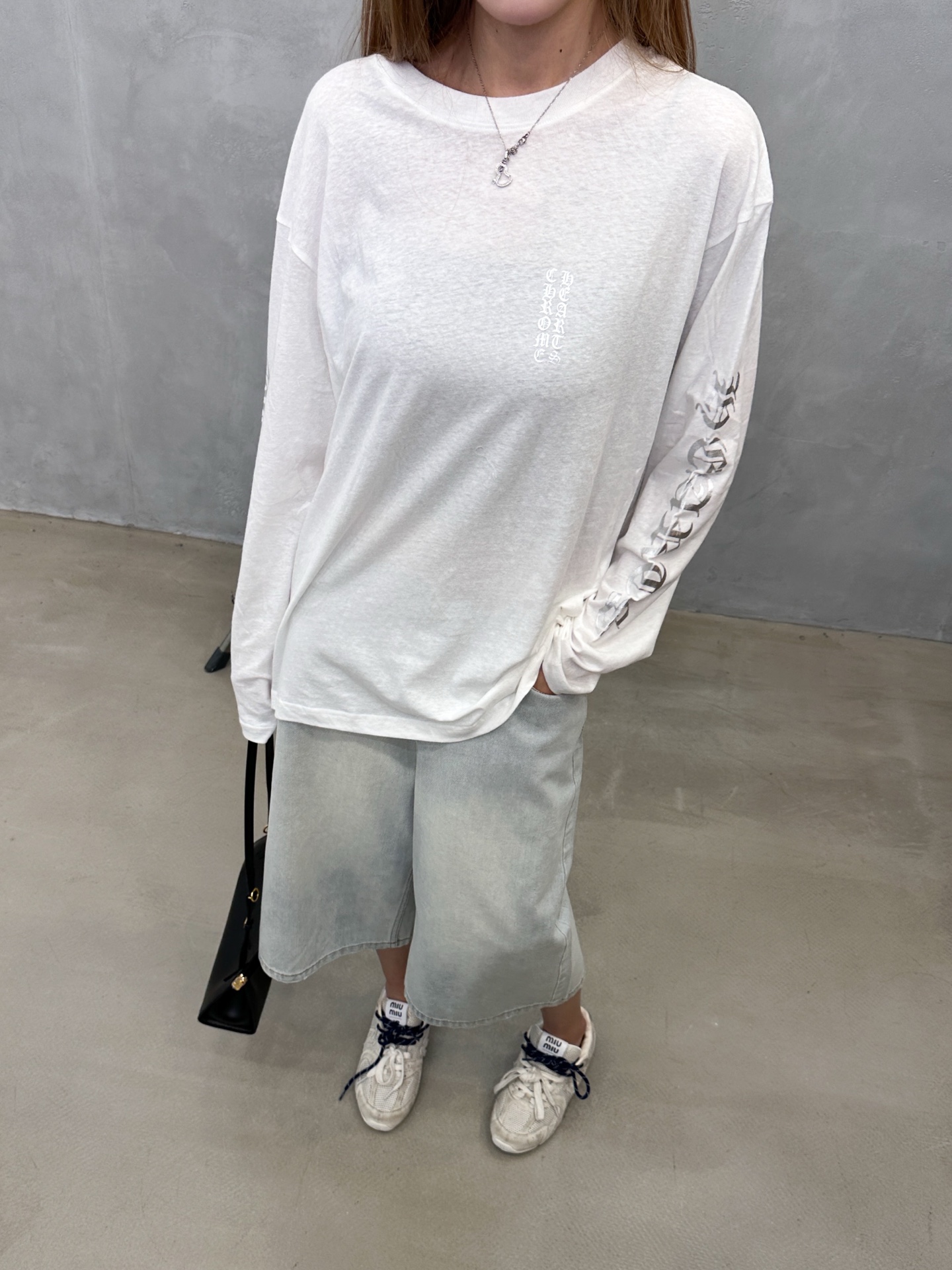 克罗心 ｜ 新款长袖t，成衣洗水加5处烫银印花工艺，时尚休闲，男女同款，尺码sml