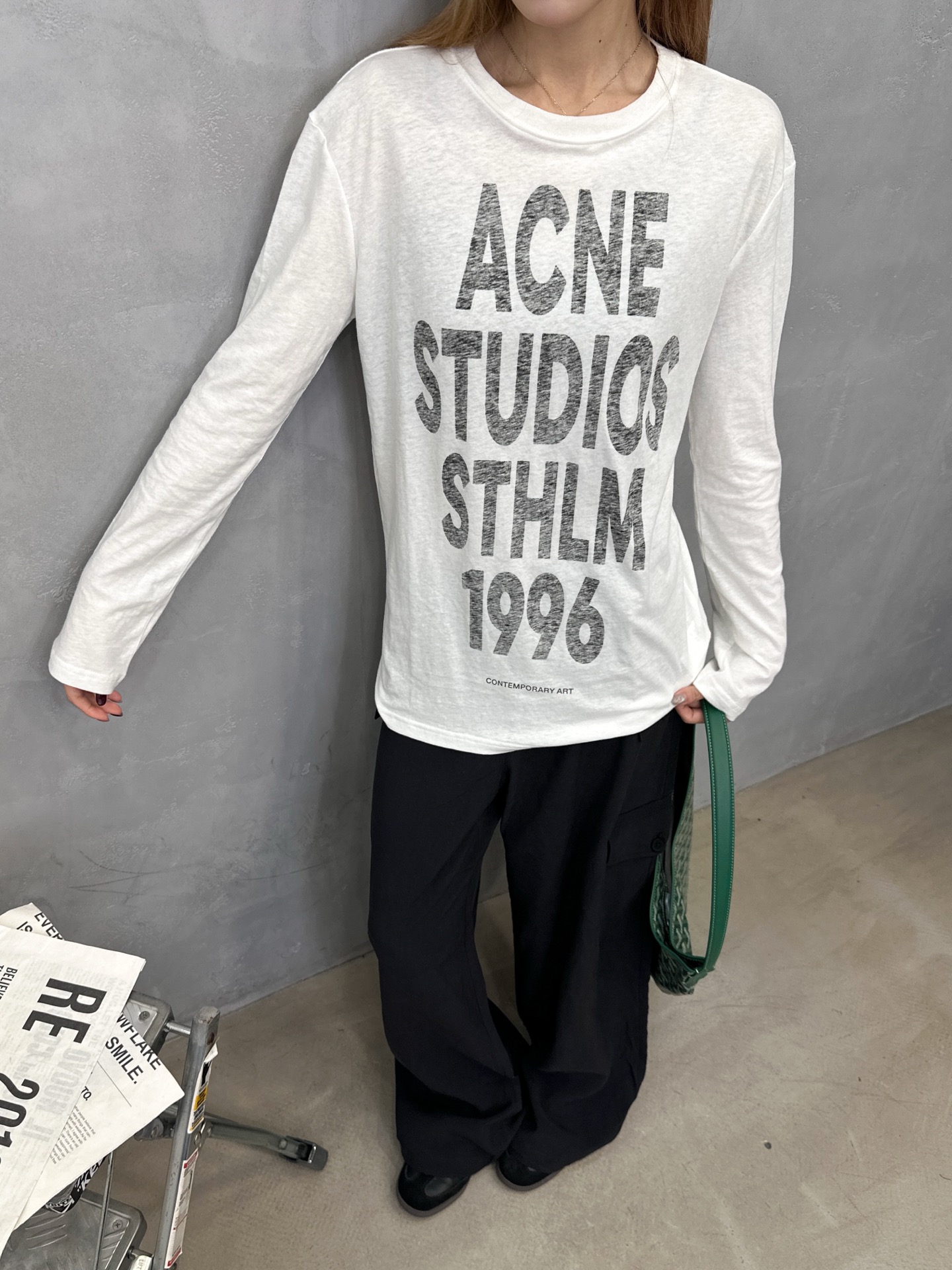 Acne ｜ 新款长袖打底，成衣洗水加正反拔印印花工艺，时尚休闲，尺码sml