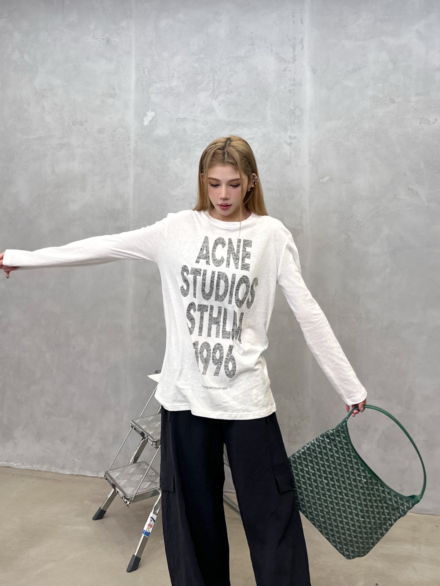 Acne ｜ 新款长袖打底，成衣洗水加正反拔印印花工艺，时尚休闲，尺码sml