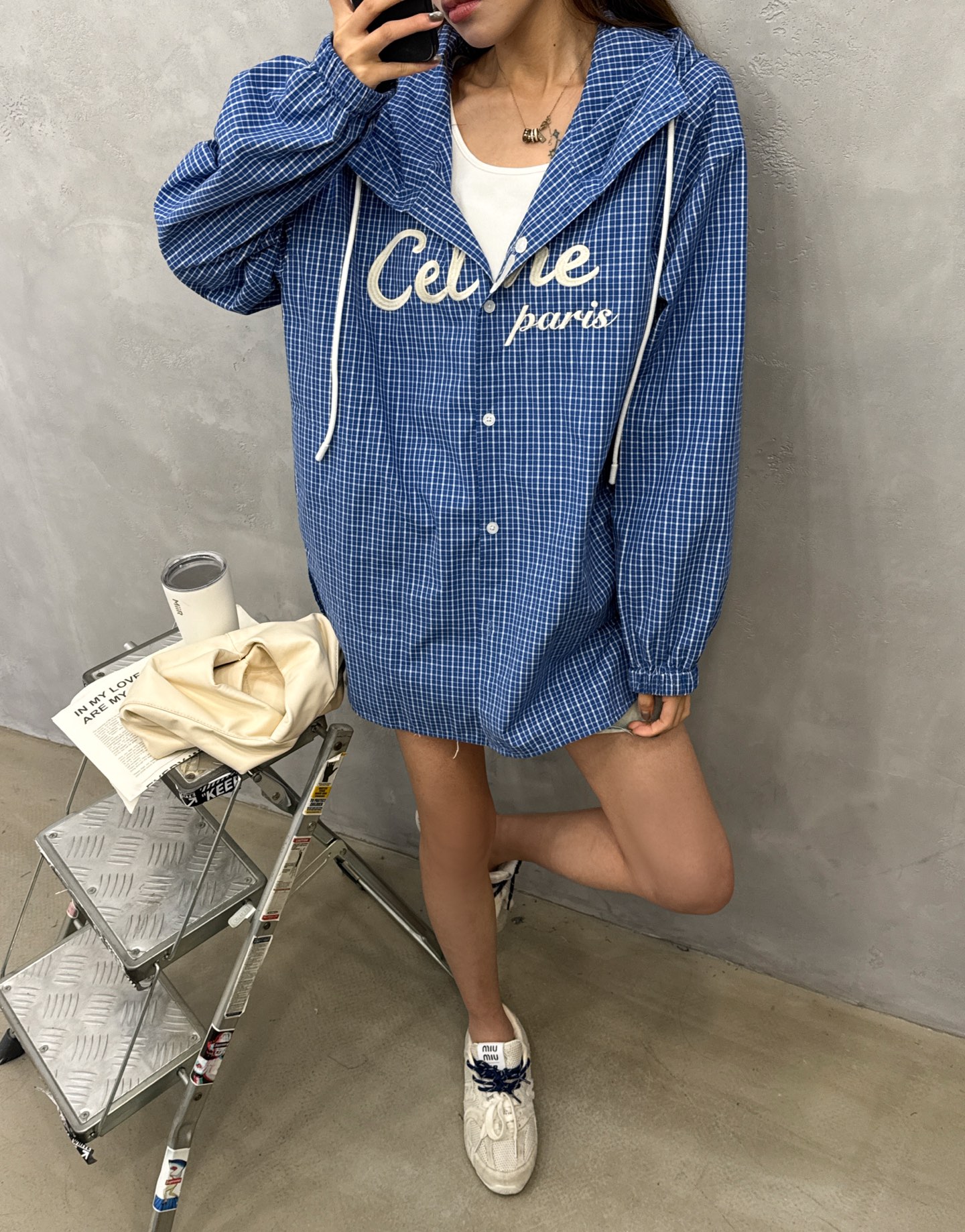 赛琳 ｜ 新款休闲外套，品牌经典字母左右对位刺绣工艺，全棉色织格纹面料，时尚休闲，尺码sml