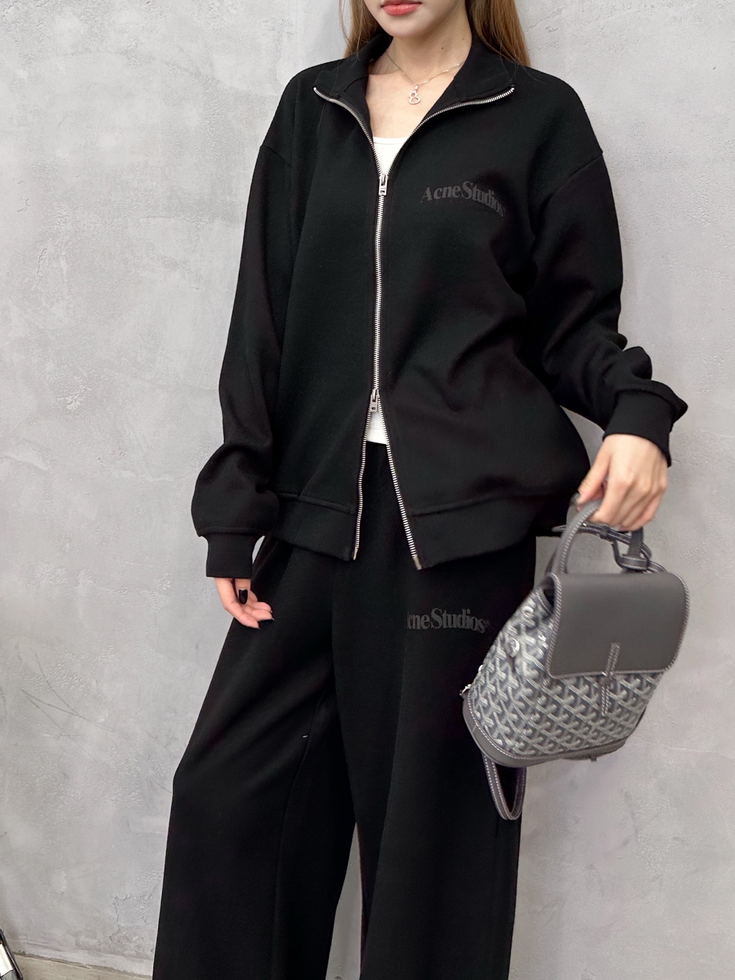 Acne ｜ 新款休闲裤，品牌经典发泡印花标，进口羊毛桑蚕丝混纺面料，时尚休闲，尺码sml