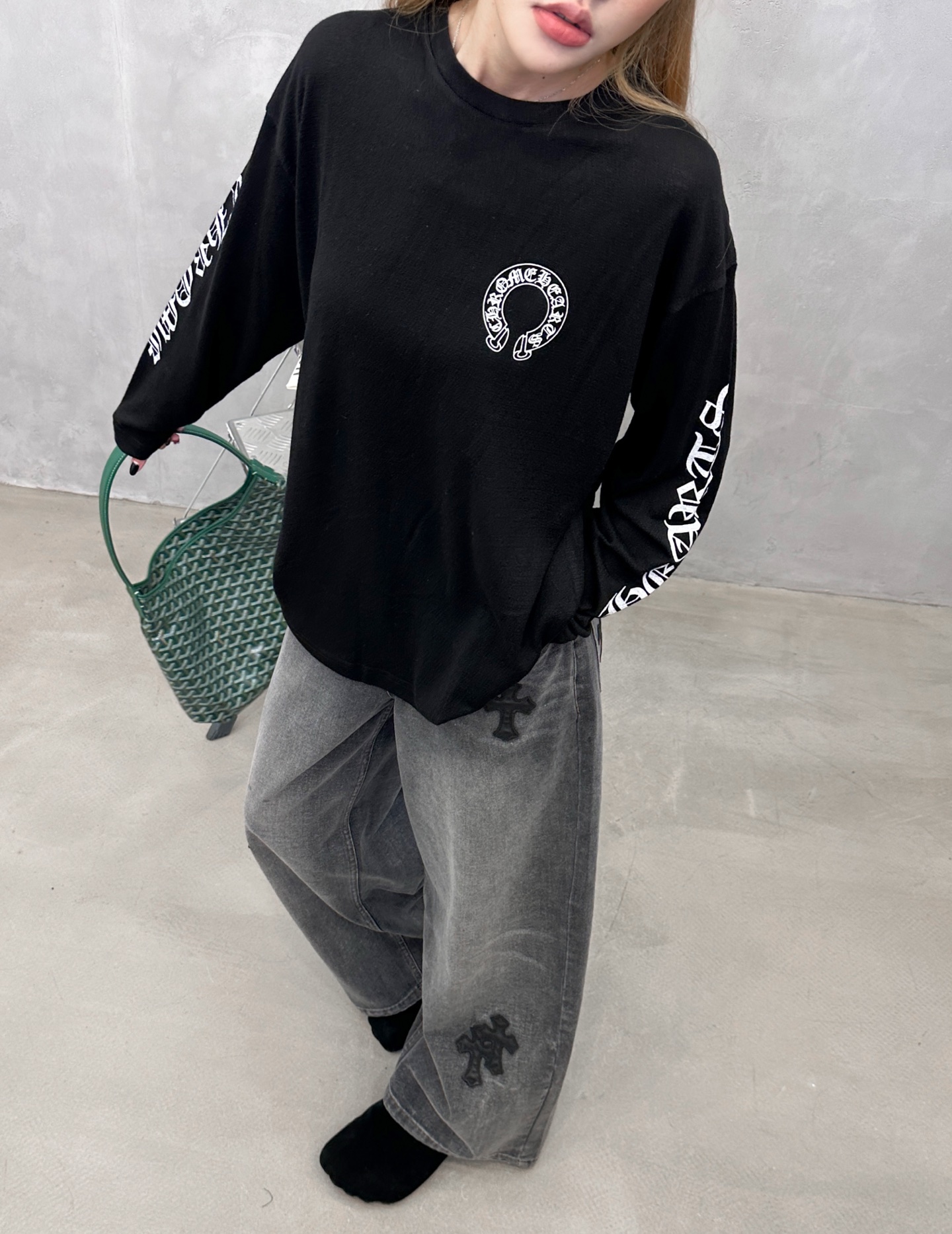 克罗*  ｜  新款长袖t，进口桑蚕丝羊毛面料，全身5处印花工艺，时尚休闲，尺码sml