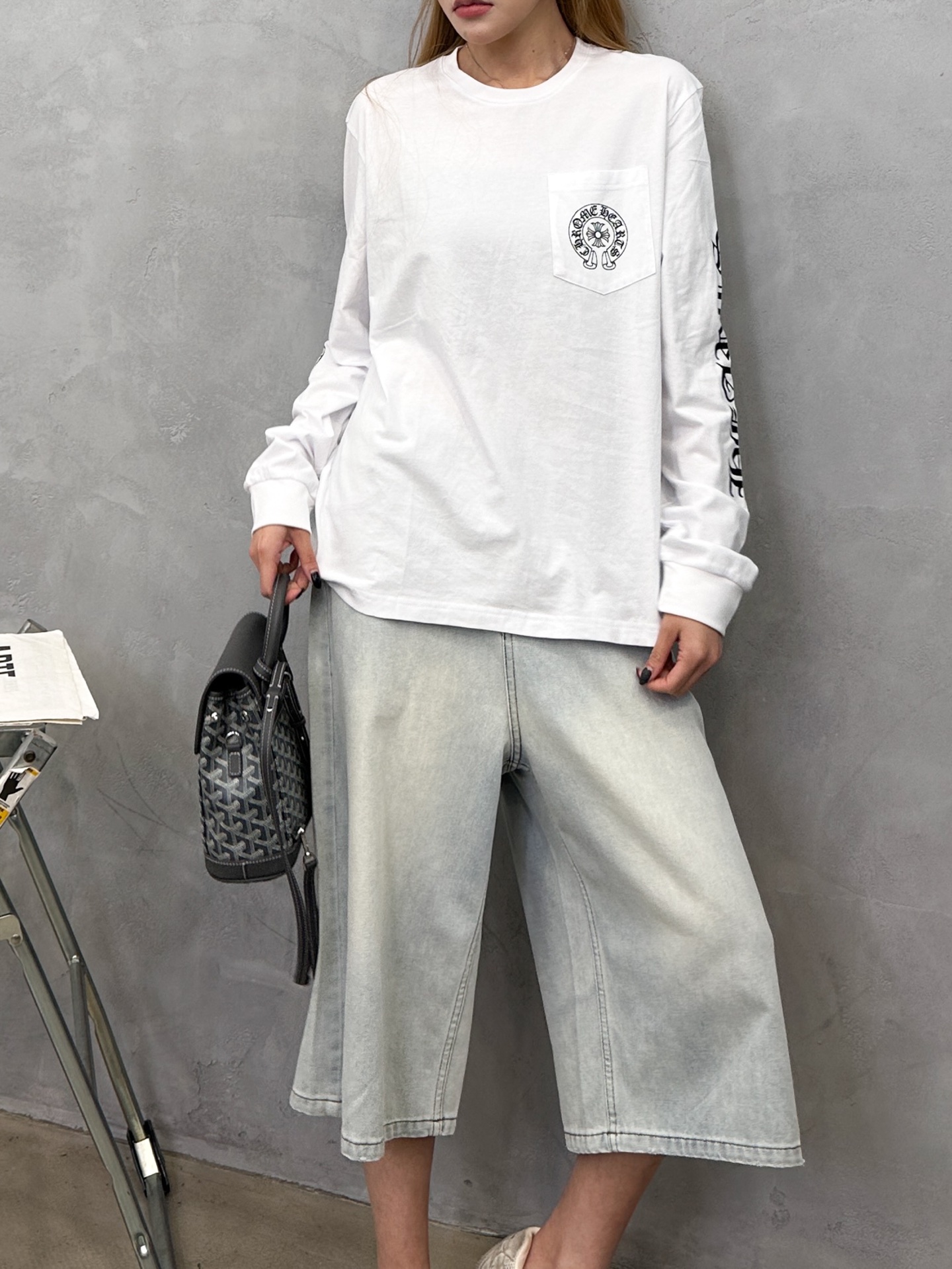 克罗*  ｜  新款长袖t，成衣洗水加5处印花工艺，时尚休闲，男女同款，尺码sml