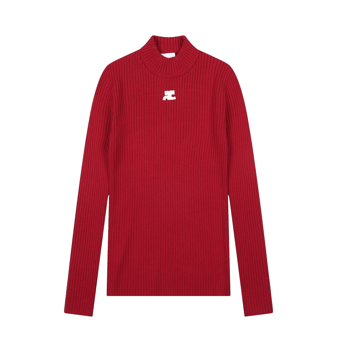 courreges法国小众品牌经典刺绣LOGO半高领针织衫毛衣打底衫 赵露思jennie众多明星网红同款 上身修身性感百搭 贵气十足 款号:3302 批发价 颜色:黑色 白色 红色