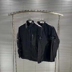 Only sell high-quality
 Stone Island Clothing Coats & Jackets Shirts & Blouses Black Splicing Cotton Gauze Fashion Long Sleeve