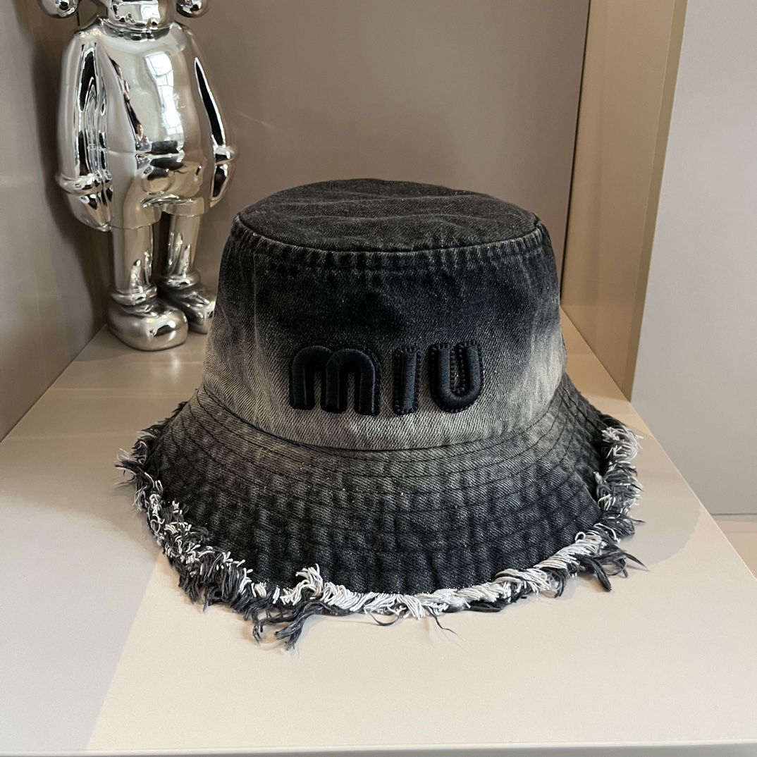 qwelMiuMiu新款牛仔渔夫帽，头围57cm