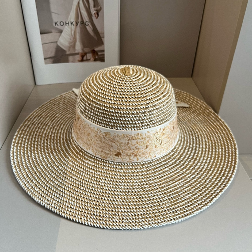 Dior迪奥24新款大檐帽飘带遮阳帽头围57cm