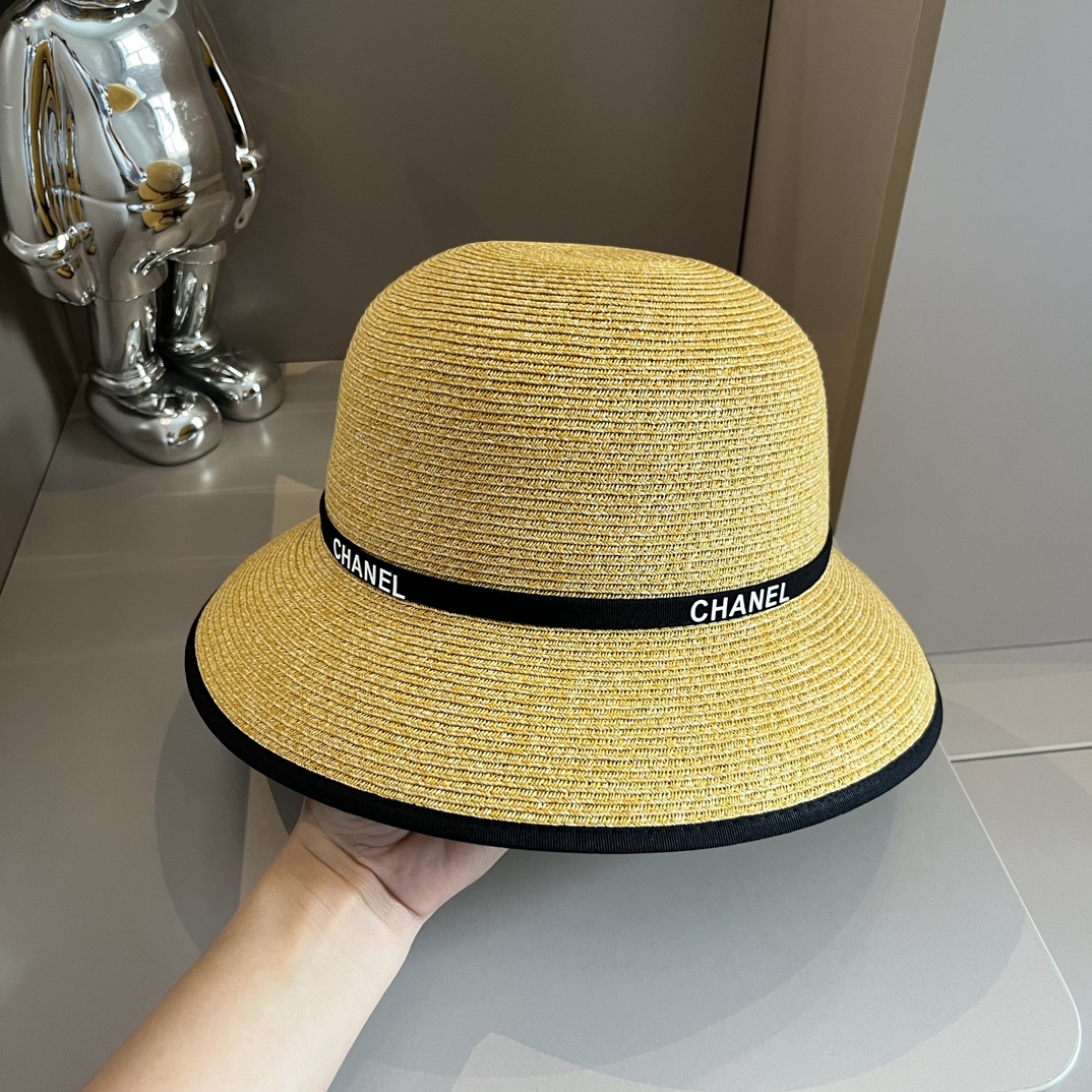 Chanel香奈儿盆帽蝴蝶结飘带有开叉设计名媛风设计头围57cm