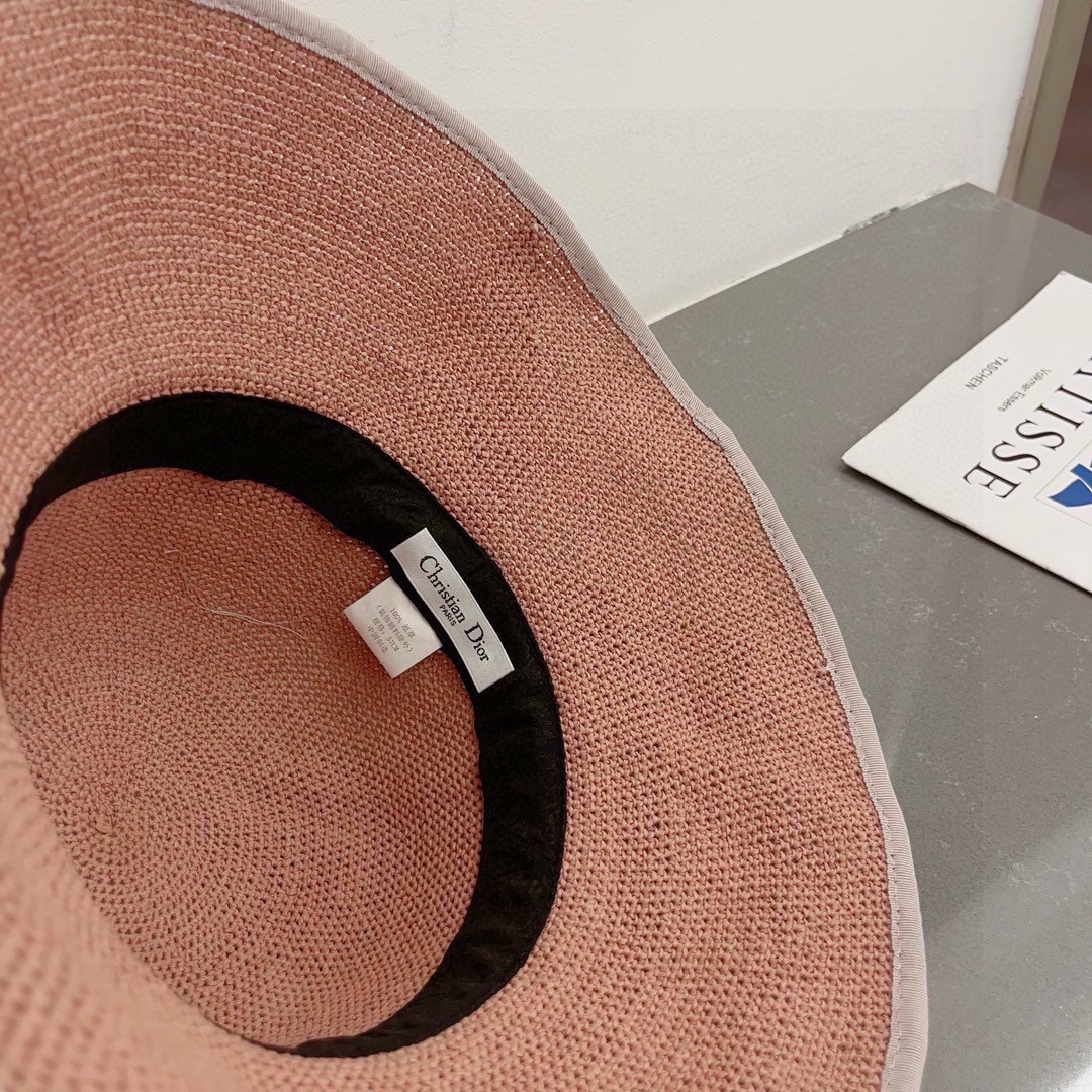 Dior迪奥夏季新款拉菲草帽高级定制可折叠纯手工钩织出游携带方便头围57cm