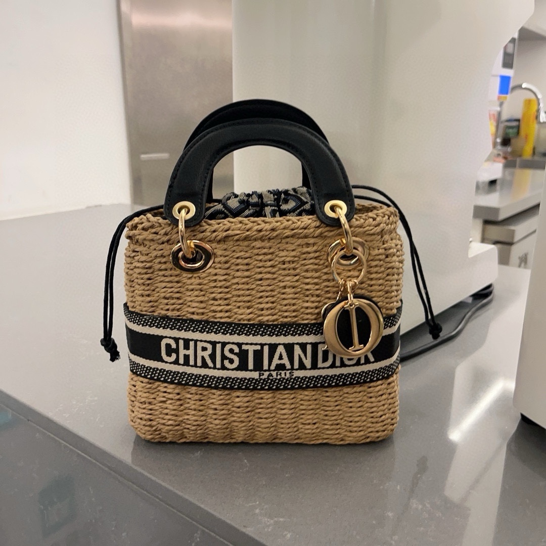 Dior Handbags Crossbody & Shoulder Bags Straw Woven Summer Collection Lady