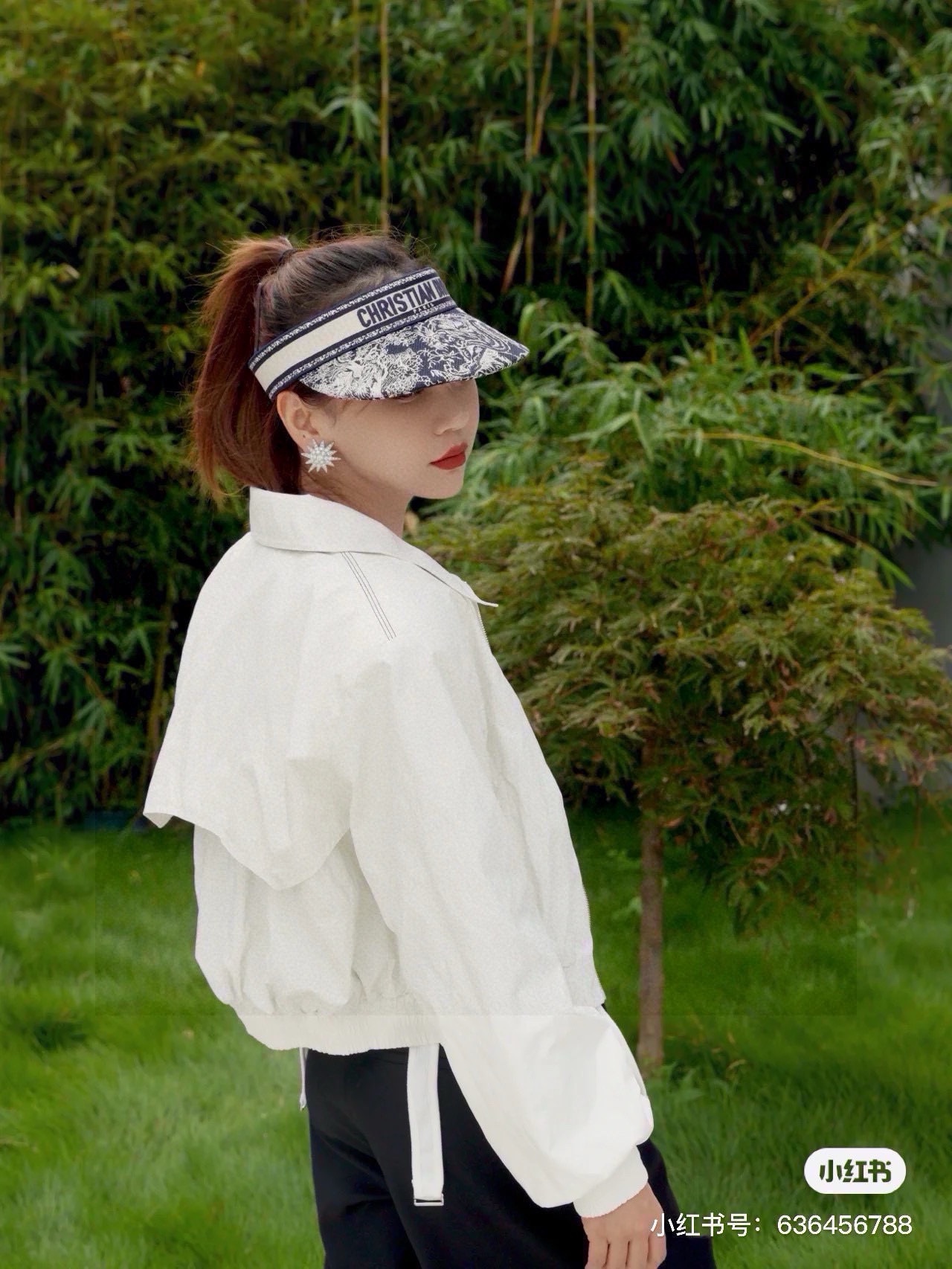¥. Versión alta Dior Dior sombrero de paja sin copa, sombrero para el sol, diadema para el sol, modelo oficial