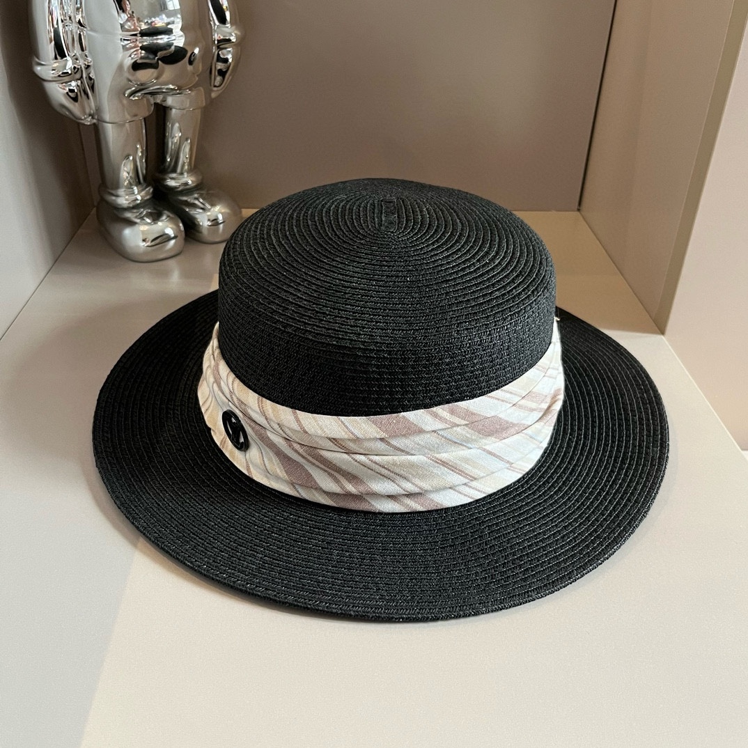 ¥ Sombrero de paja nuevo de LV Louis Vuitton, sombrero de copa plana, circunferencia de cabeza 57cm