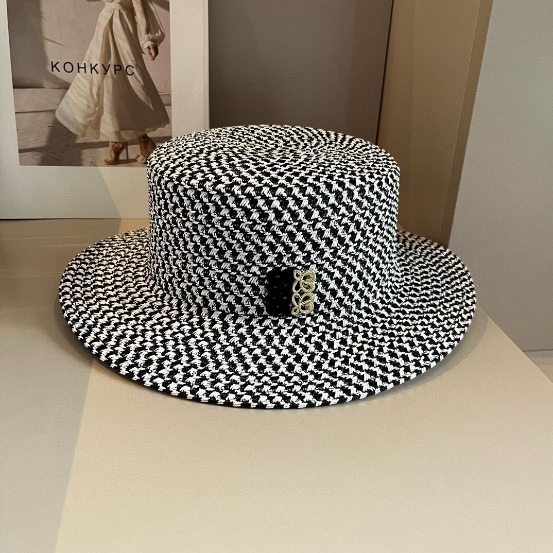 ¥ Sombrero de copa plana calado nuevo de LOEWE, sombrero de copa plana con agujeros, circunferencia de cabeza…