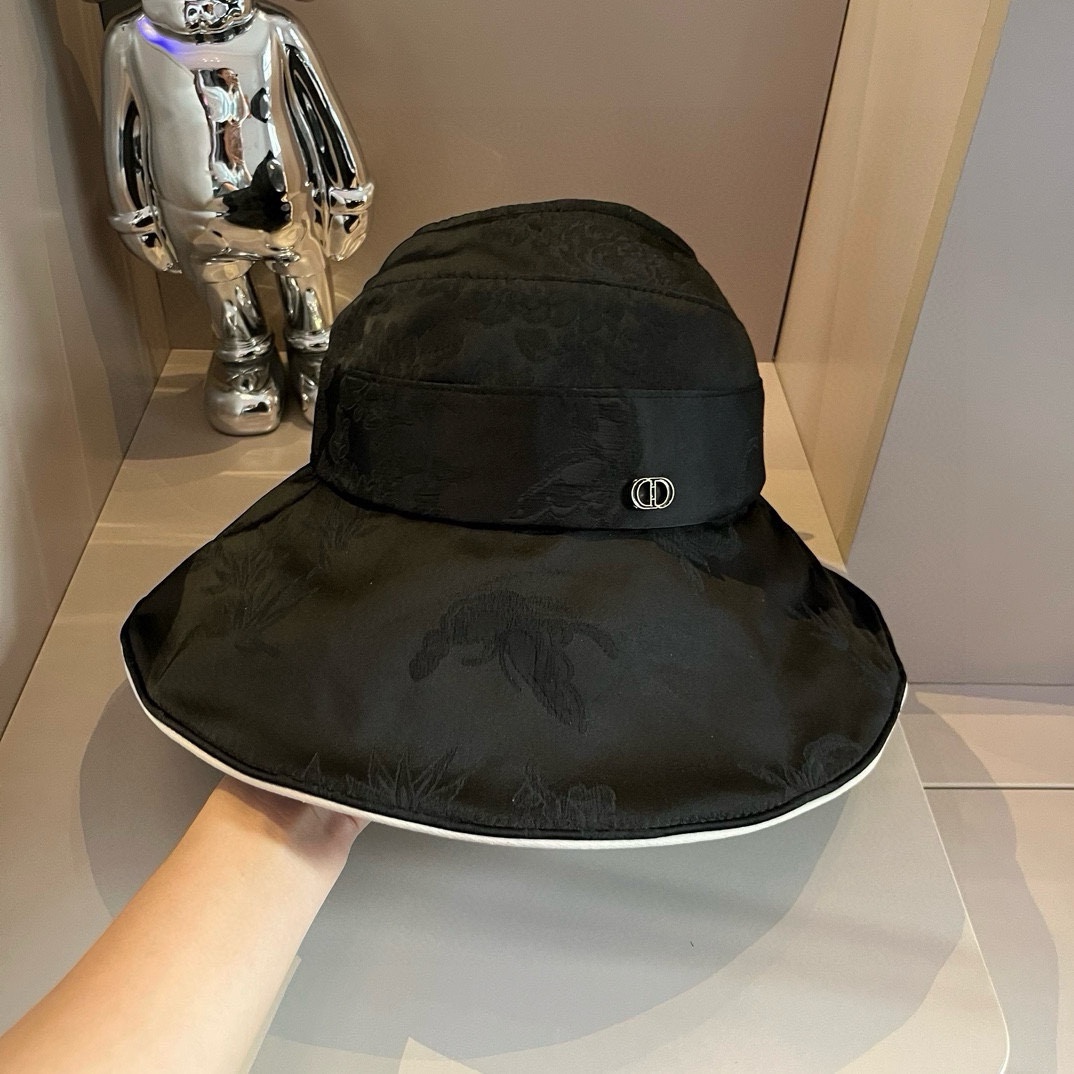 ¥ Dior sombrero de sol de tela estilo chino, sombrero de pescador sin copa con lazo, simple y versátil, circunferencia …