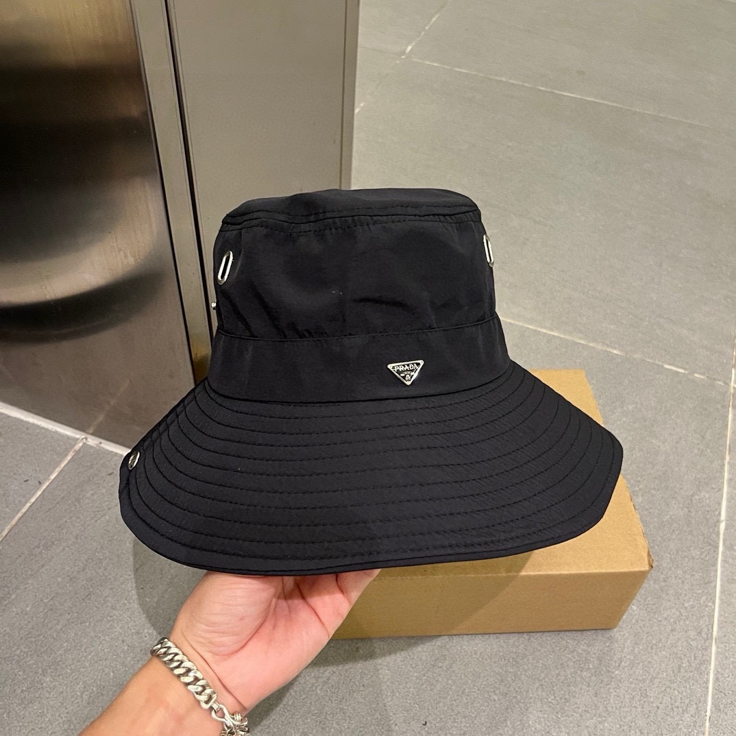 Prada Sombreros Sombrero de cubo Negro Rosa Lona