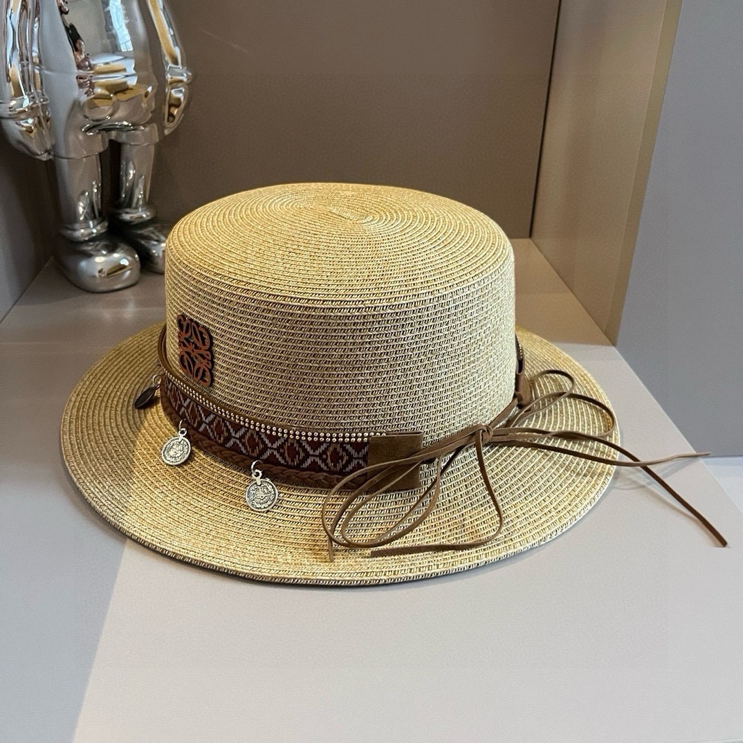 ¥ Sombrero de copa plana nuevo de LOEWE, circunferencia de cabeza 57 cm