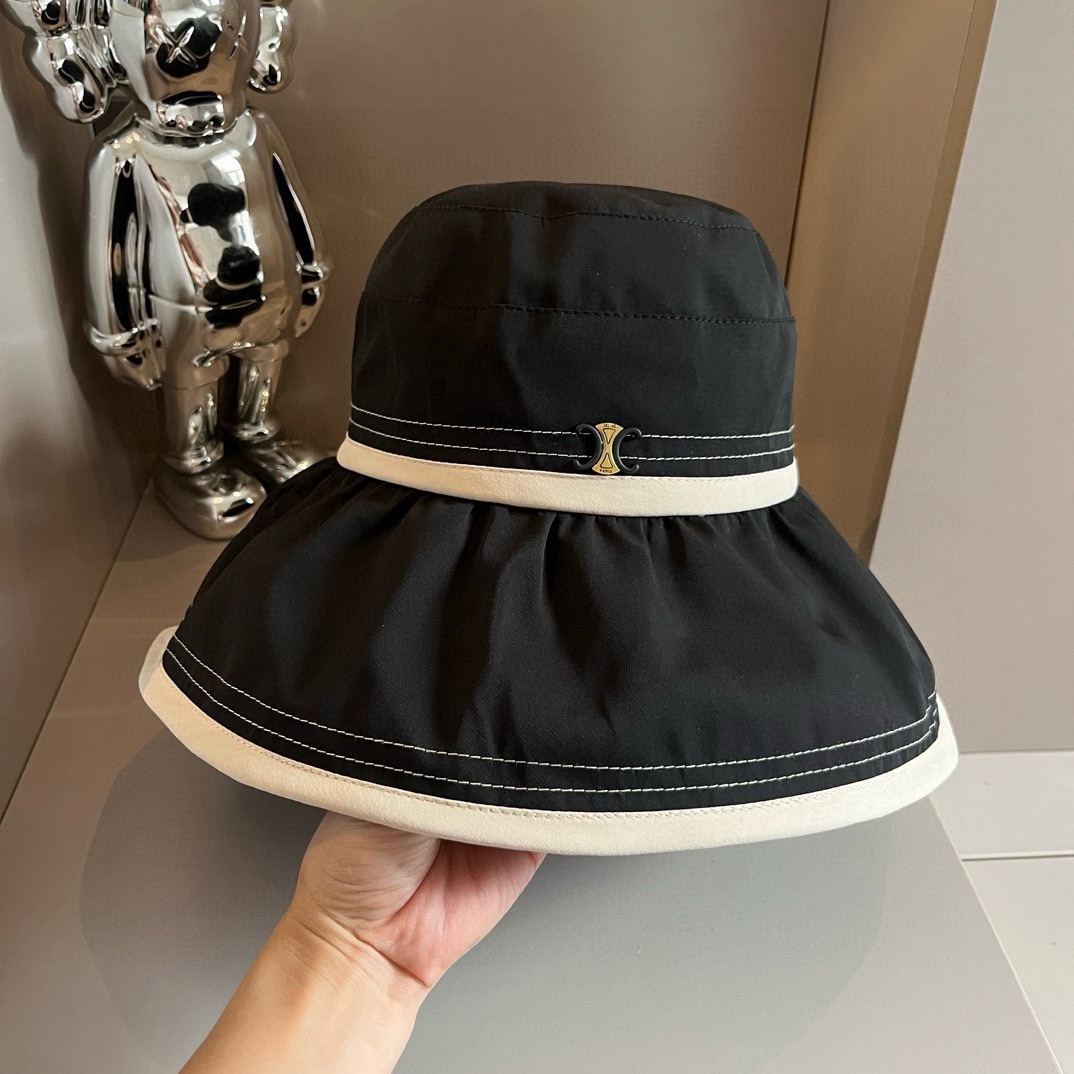 ¥ Sombrero de pescador Celine nuevo modelo, sombrero de tela para protección solar, circunferencia de cabeza 57 cm, fác…
