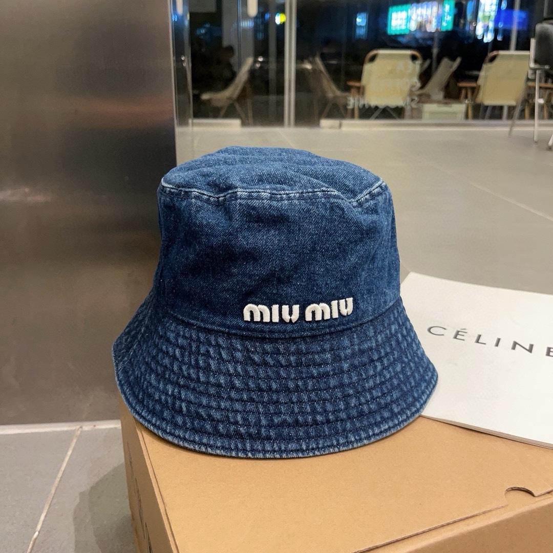 ¥ Miu Miu Miu Miu sombrero de pescador de vaquero, sombrero de cubo, circunferencia de cabeza 57cm