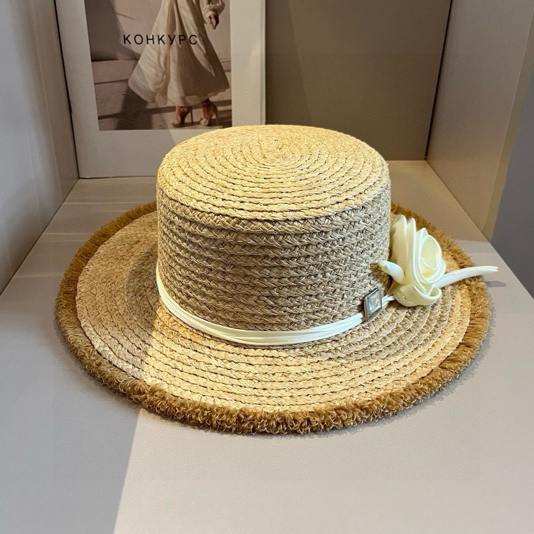 .. Miumiu Lafite straw hat top hat Lafite making high-end custom Head circumfer