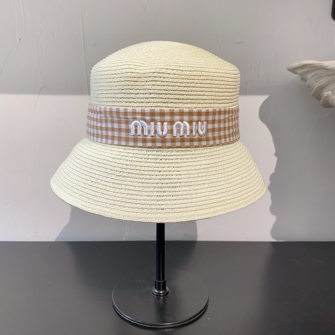 ¥ Nuevo ꫛꫀꪝ ❥—— 🖤 Sombrero de paja de miumiu nuevo modelo con letras bordadas y cinta, 🆕 exclusivo personalizado, pro…