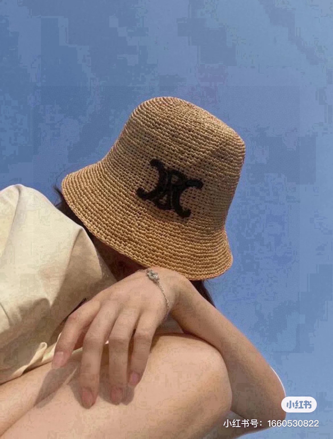¥ Celine sombrero de paja de rafia, tejido a mano, con logo bordado, molde original de alta calidad, exclusivo personal…
