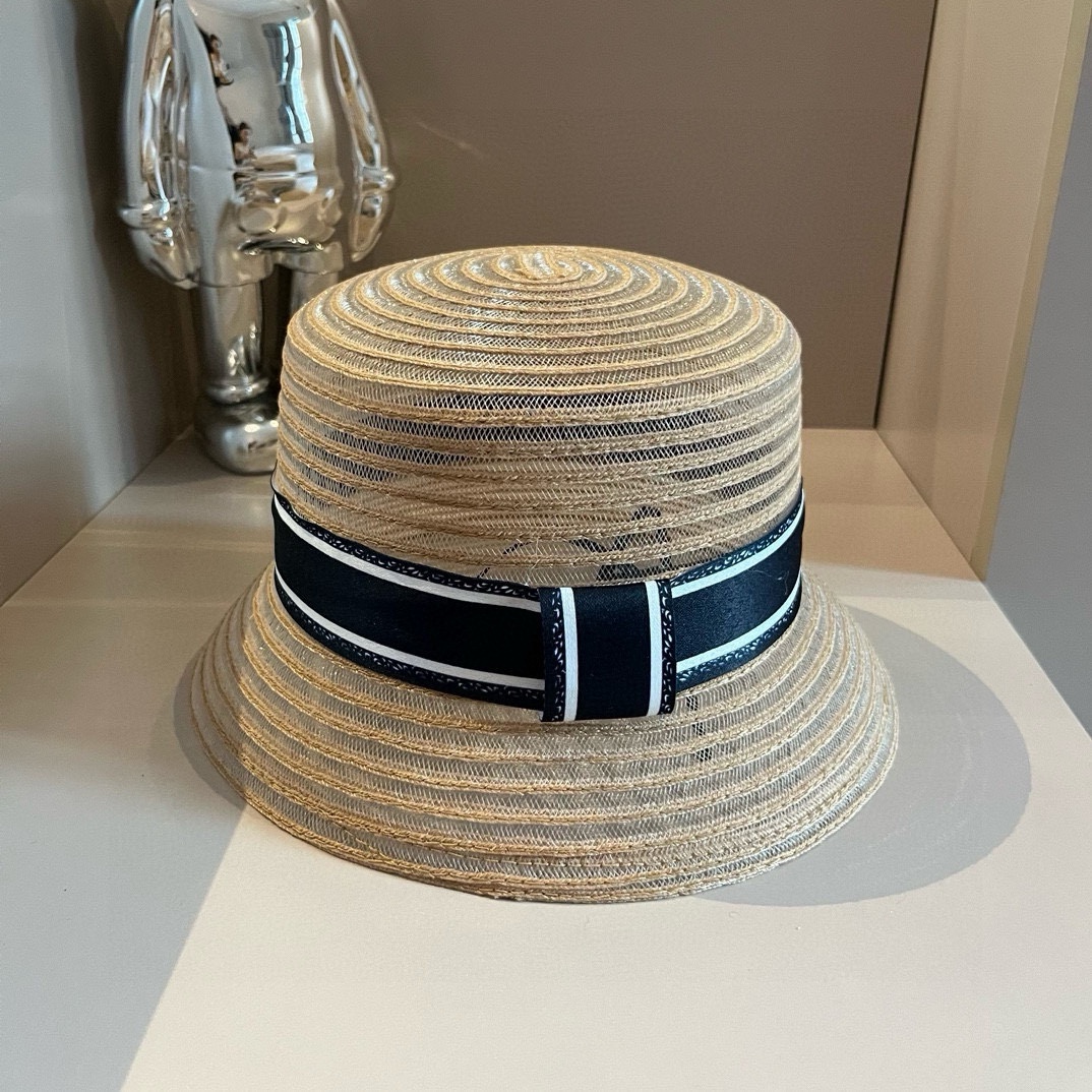¥ Gorra de sol Dior, sombrero de pescador de gasa de organza, circunferencia de cabeza 57 cm