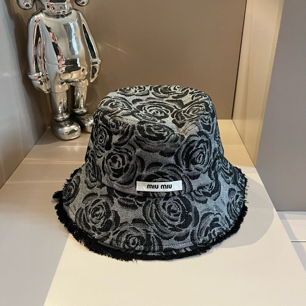 ¥ Sombrero de pescador de mezclilla de Miu Miu, versión de alta personalización, circunferencia de cabeza 57cm