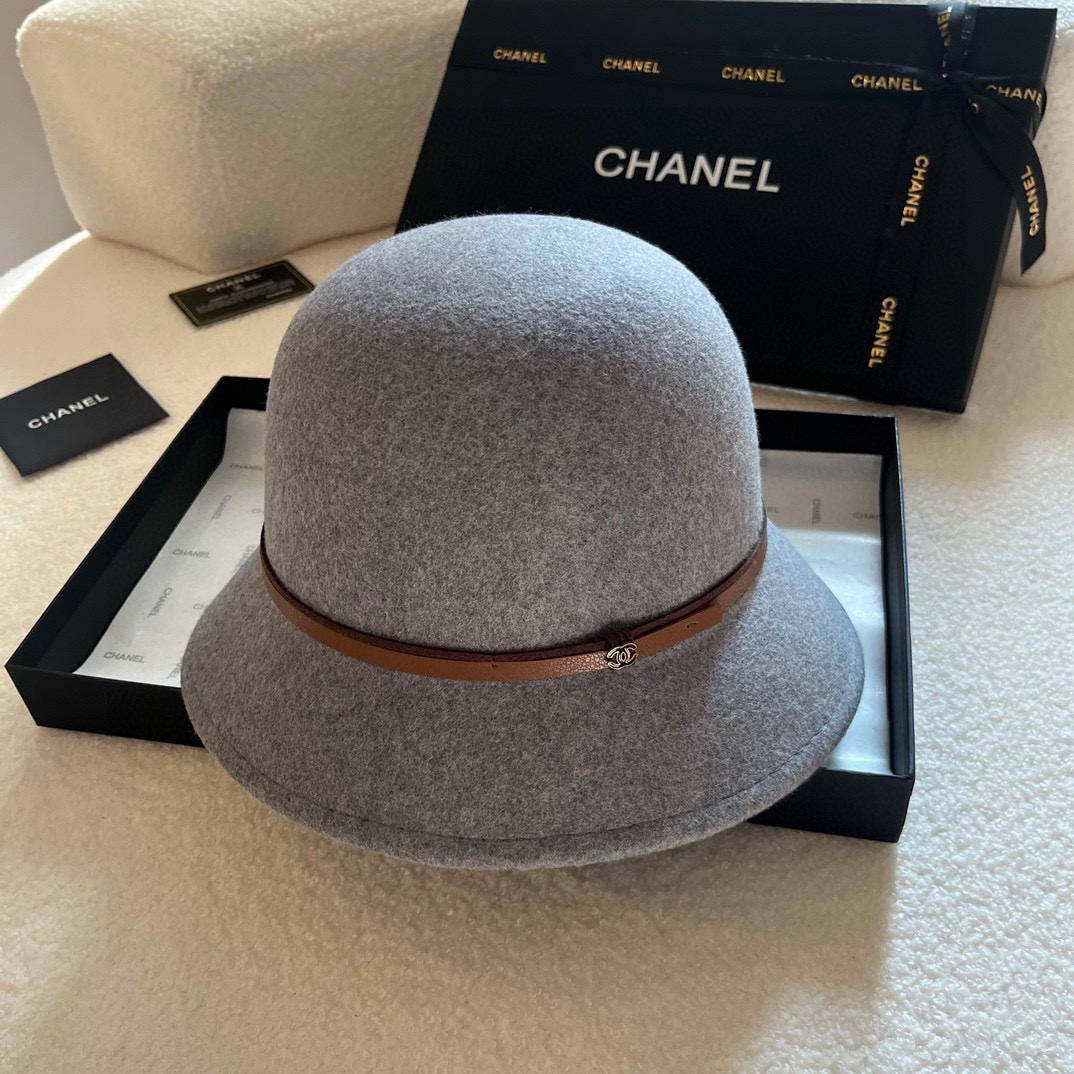 ¥特价🉐️ Chanel香奈儿2022秋冬新款毛呢盆帽，百分百%羊毛面料，羊毛礼帽，名媛风，头围57cm