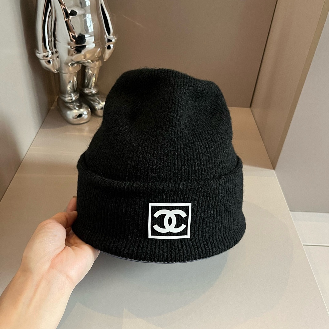 ¥ Chanel nuevo otoño e invierno gorro de lana, tejido de lana, etiqueta interior completa