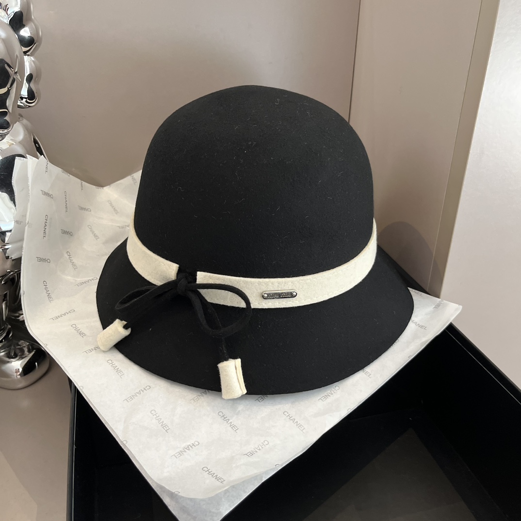¥ MiuMiu MiuMiu 2024 Nuevo Sombrero de Lana Tipo Cuenco, Sombrero de Lana, 100% Tela de Lana %🦙 Circunferencia de Cabe…