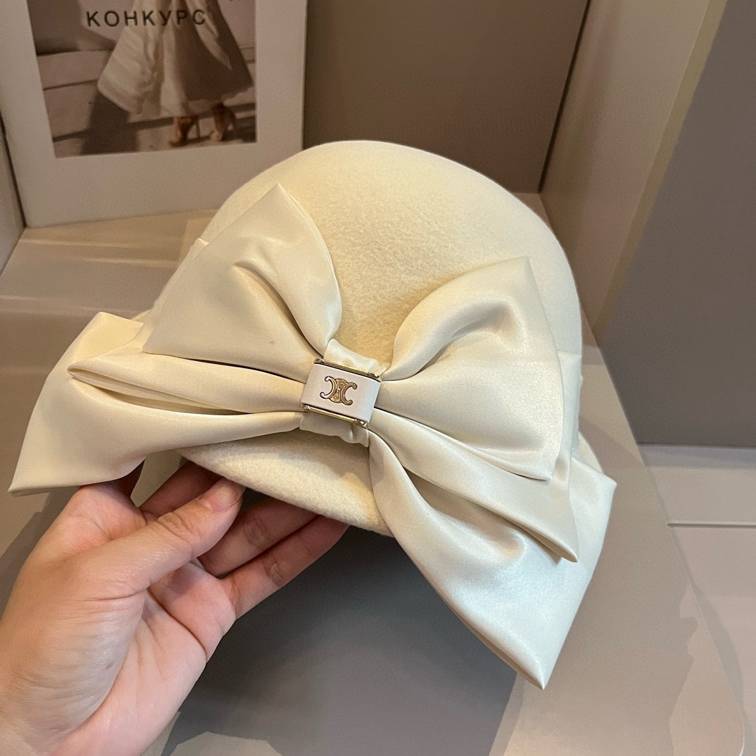 NO:214984,White Celine Celine's new wool topper, celebrity style bow accessories, head circumference 57cm hat, fisherman's hat, baseball hat, knit hat, hat, celine, celine, espadrilles, hats19860909白色 Celine赛琳新款羊毛礼帽,名媛风蝴蝶结配饰,头围57cm帽子渔夫帽棒球帽针织帽,帽子,celine,celine,espadrilles,hats,hat