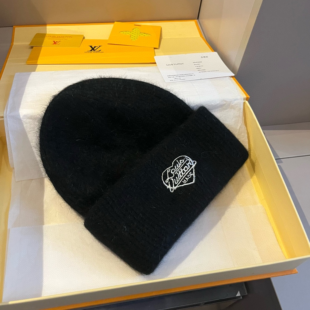 PLV路易威登秋冬新款针织羊毛帽保暖毛线帽50羊毛%50兔毛跑量多色