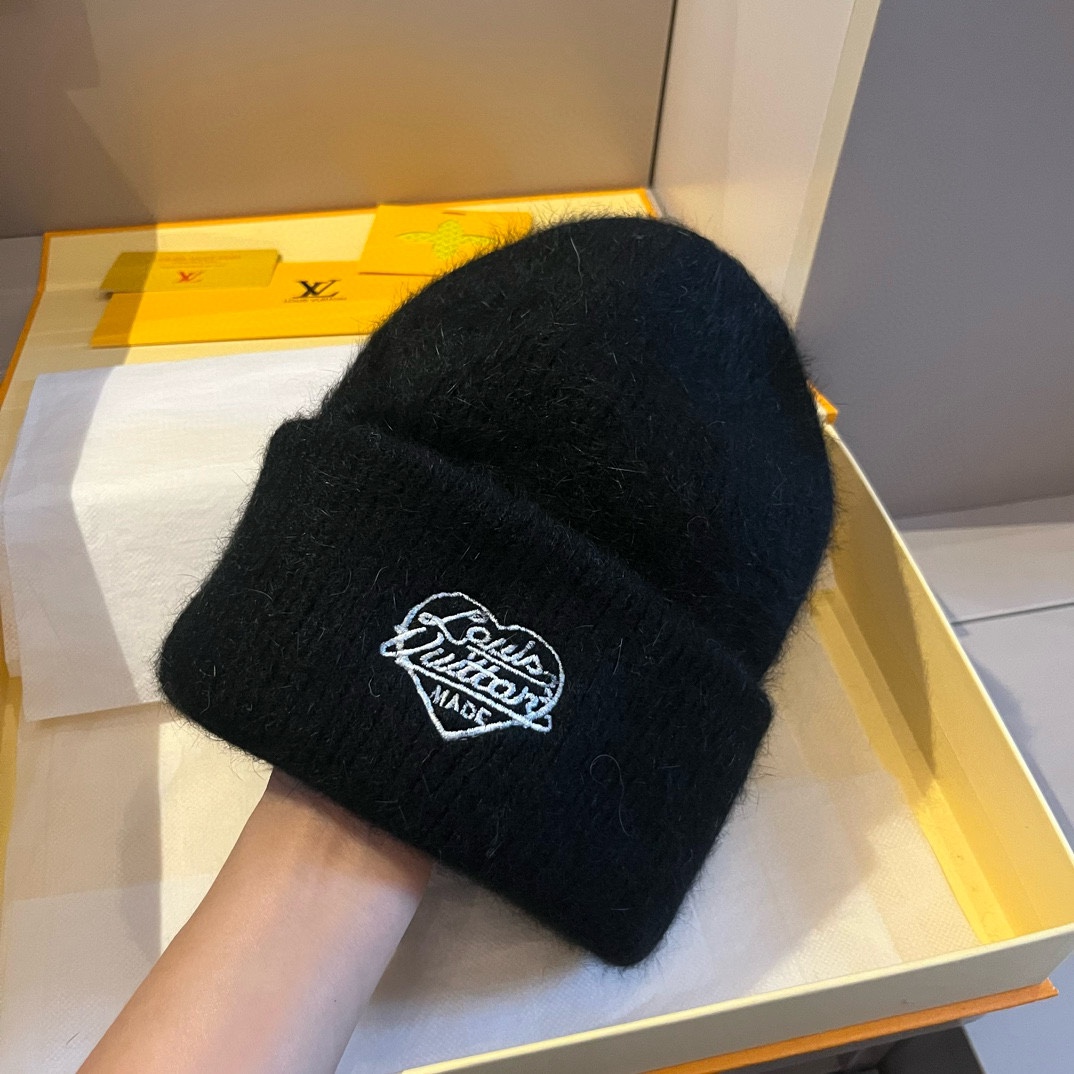 PLV路易威登秋冬新款针织羊毛帽保暖毛线帽50羊毛%50兔毛跑量多色