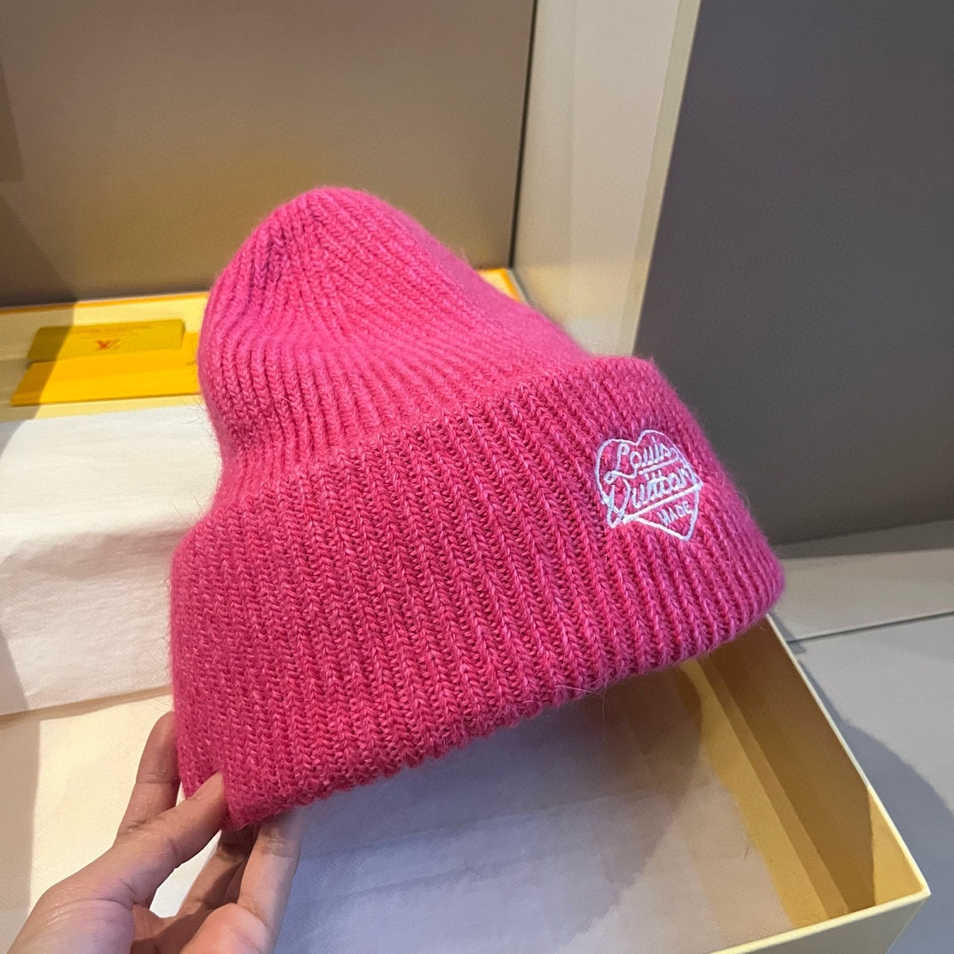 PLV路易威登秋冬新款针织羊毛帽保暖毛线帽50羊毛%50兔毛跑量多色