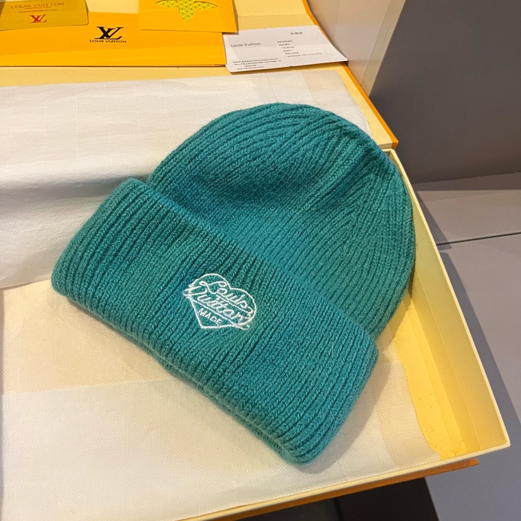 PLV路易威登秋冬新款针织羊毛帽保暖毛线帽50羊毛%50兔毛跑量多色