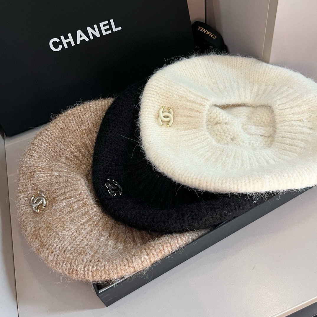 PChanel香奈儿羊毛贝雷帽针织贝雷帽百搭款
